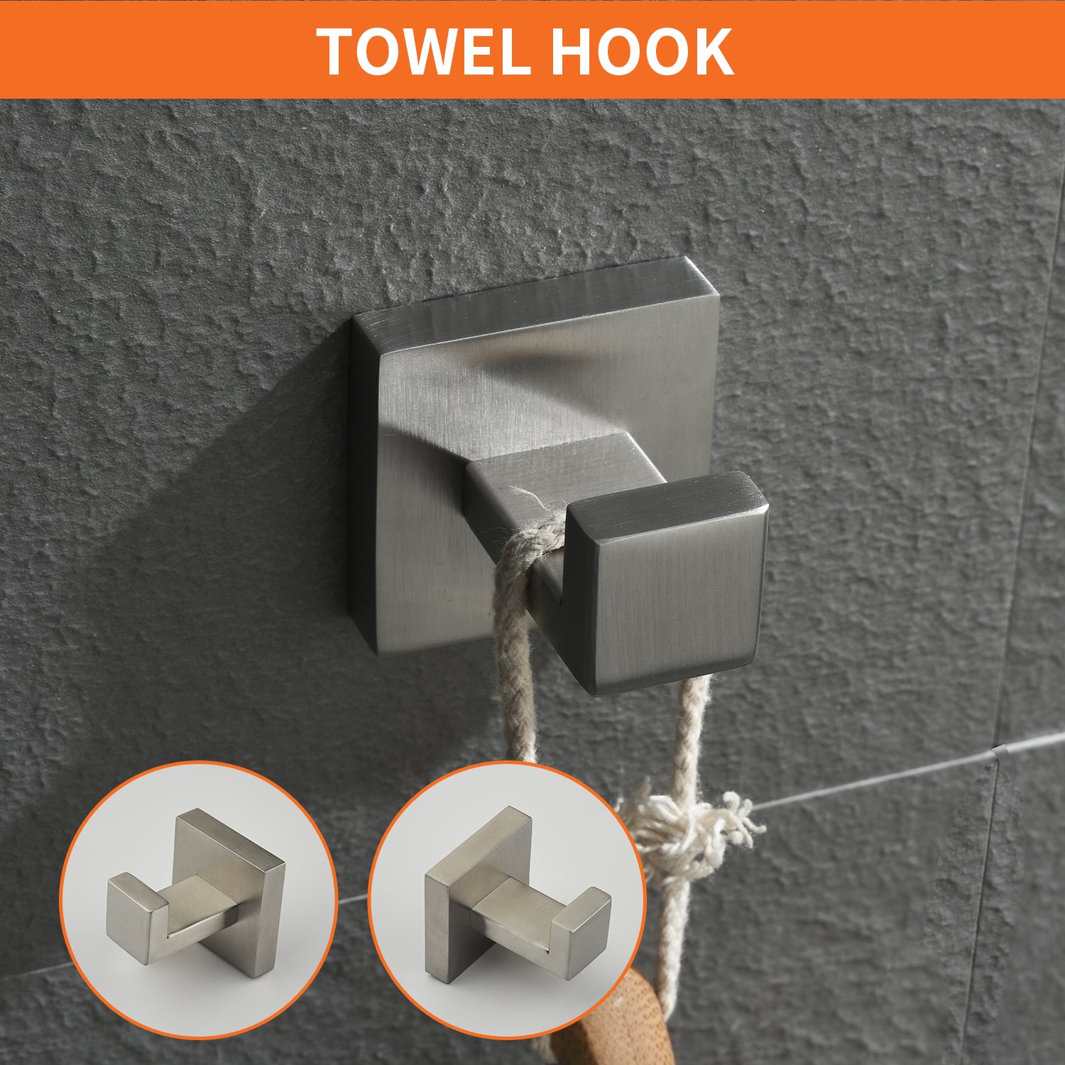 5-Piece Bathroom Towel Bar Set Square Bathroom Hardware Set Towel Bar Set Bath Towel Holder Sets, SUS304 Stainless Steel