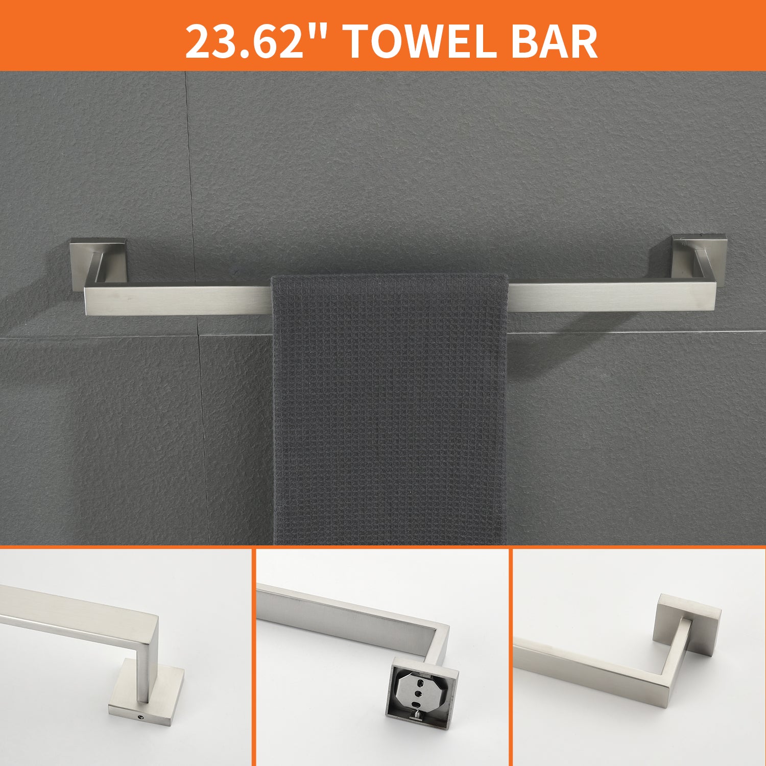 5-Piece Bathroom Towel Bar Set Square Bathroom Hardware Set Towel Bar Set Bath Towel Holder Sets, SUS304 Stainless Steel