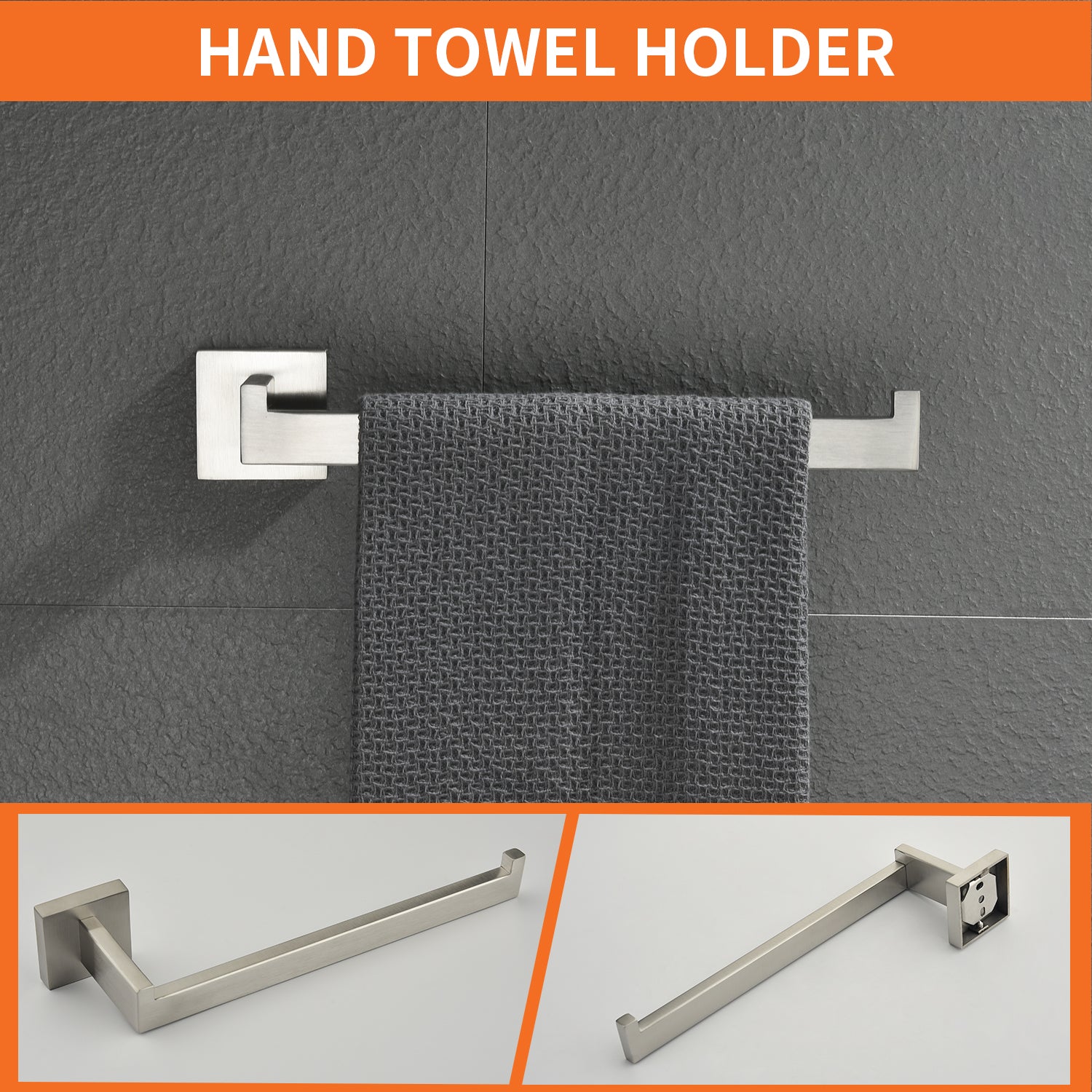 5-Piece Bathroom Towel Bar Set Square Bathroom Hardware Set Towel Bar Set Bath Towel Holder Sets, SUS304 Stainless Steel