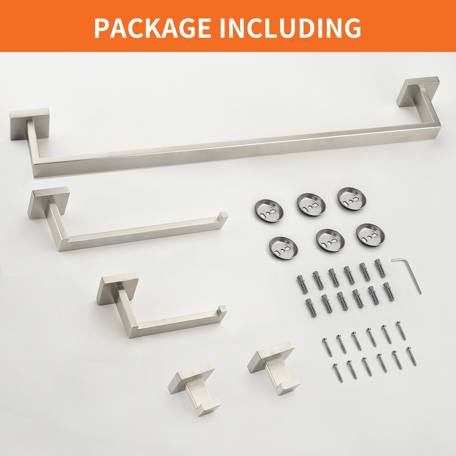 5-Piece Bathroom Towel Bar Set Square Bathroom Hardware Set Towel Bar Set Bath Towel Holder Sets, SUS304 Stainless Steel