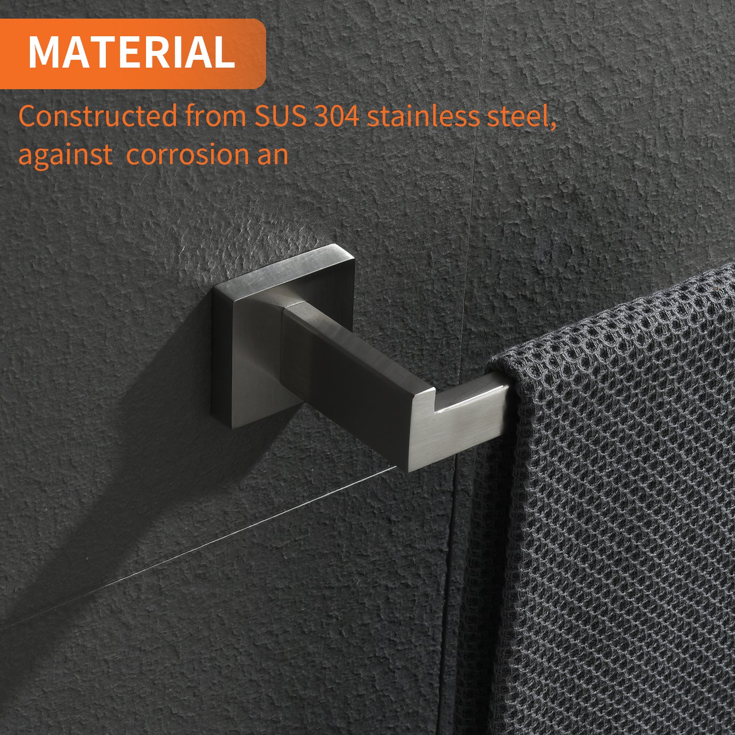 5-Piece Bathroom Towel Bar Set Square Bathroom Hardware Set Towel Bar Set Bath Towel Holder Sets, SUS304 Stainless Steel