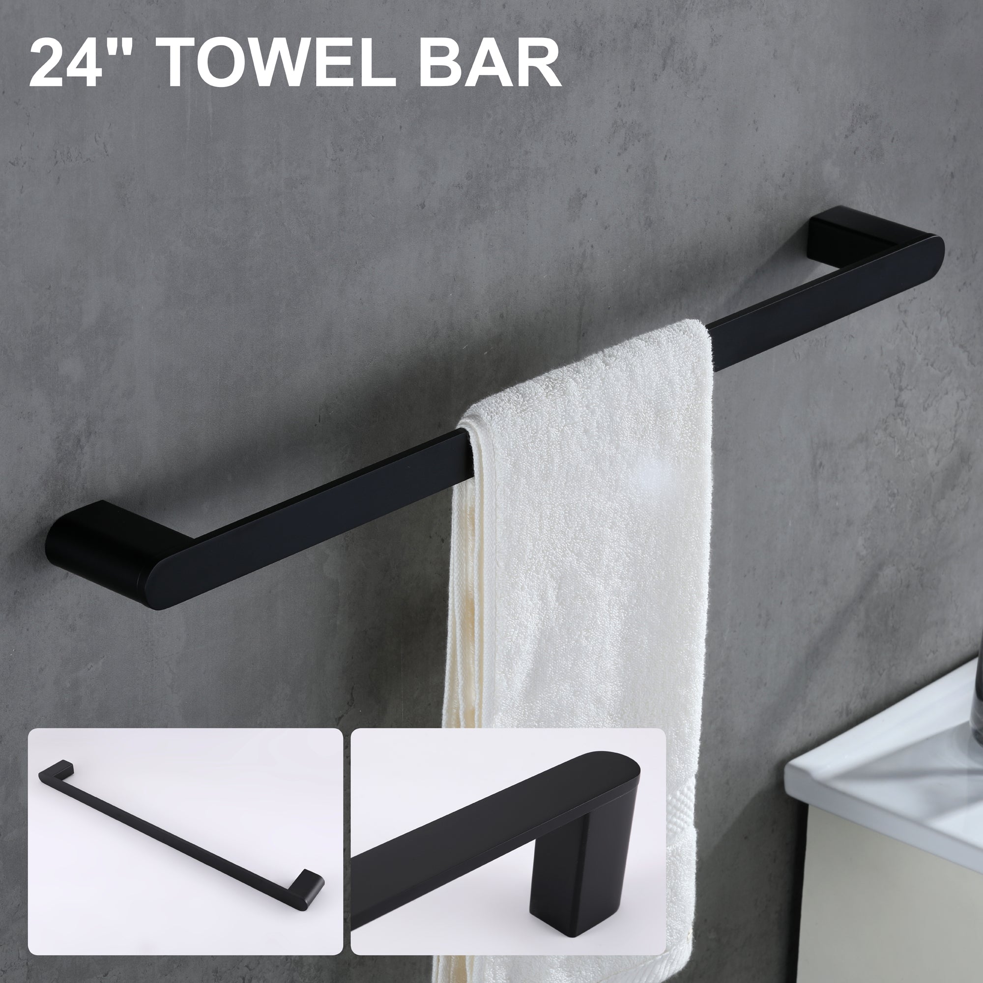 4-Piece Bathroom Accessory Kit, SUS304 Stainless Steel Towel Bar, Toilet Paper Holder, Towel Hook, Wall-Mounted Bath Hardware Set