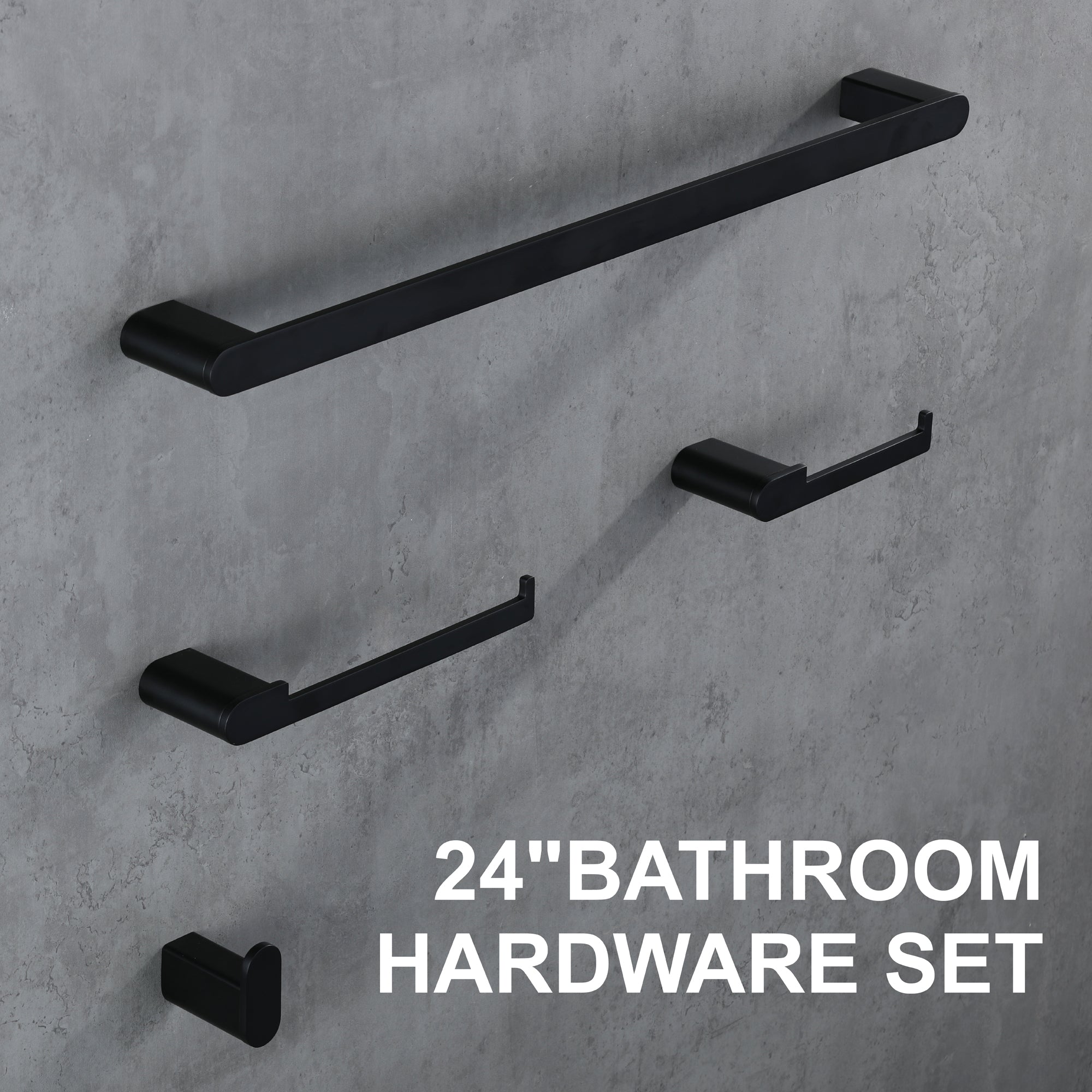 4-Piece Bathroom Accessory Kit, SUS304 Stainless Steel Towel Bar, Toilet Paper Holder, Towel Hook, Wall-Mounted Bath Hardware Set
