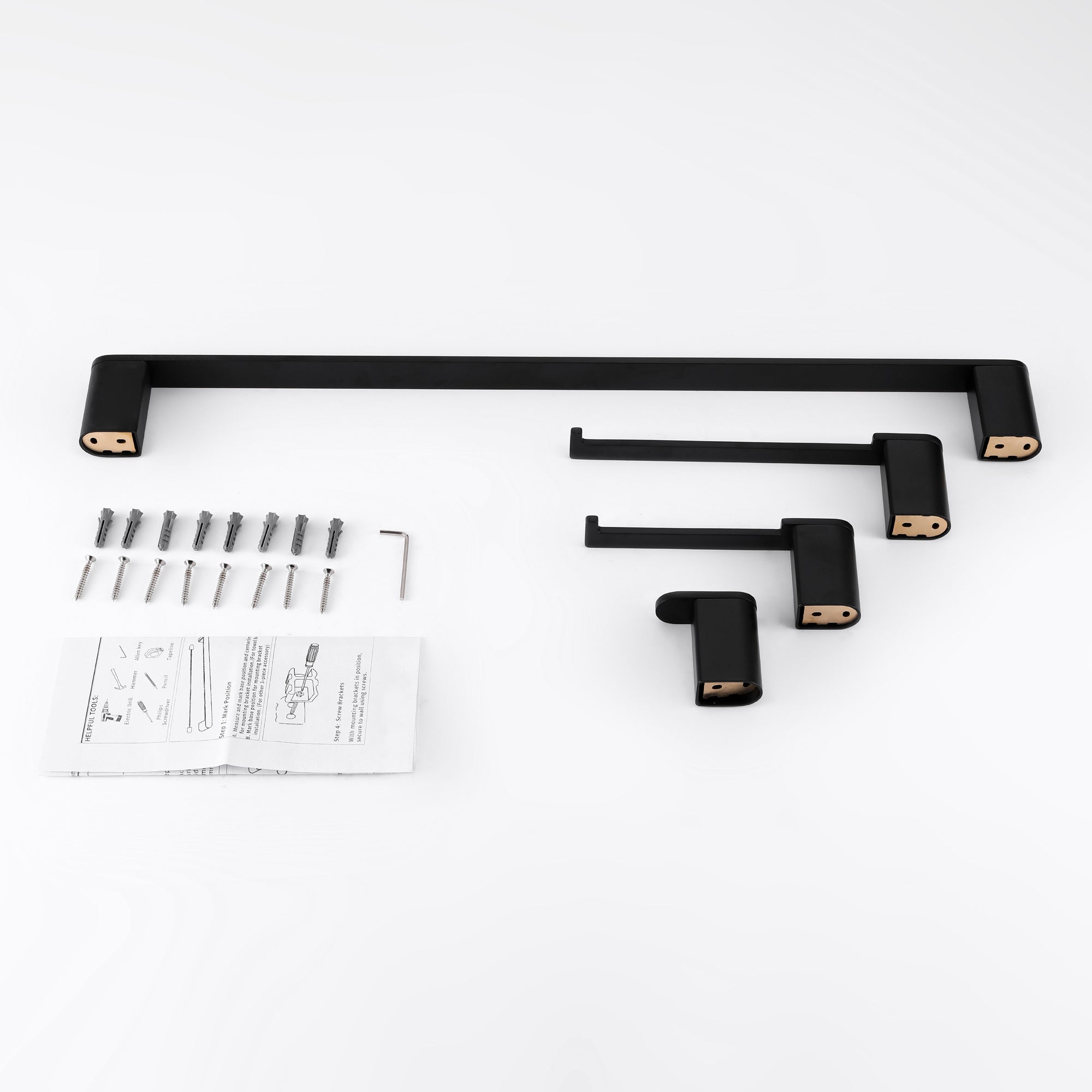 4-Piece Bathroom Accessory Kit, SUS304 Stainless Steel Towel Bar, Toilet Paper Holder, Towel Hook, Wall-Mounted Bath Hardware Set