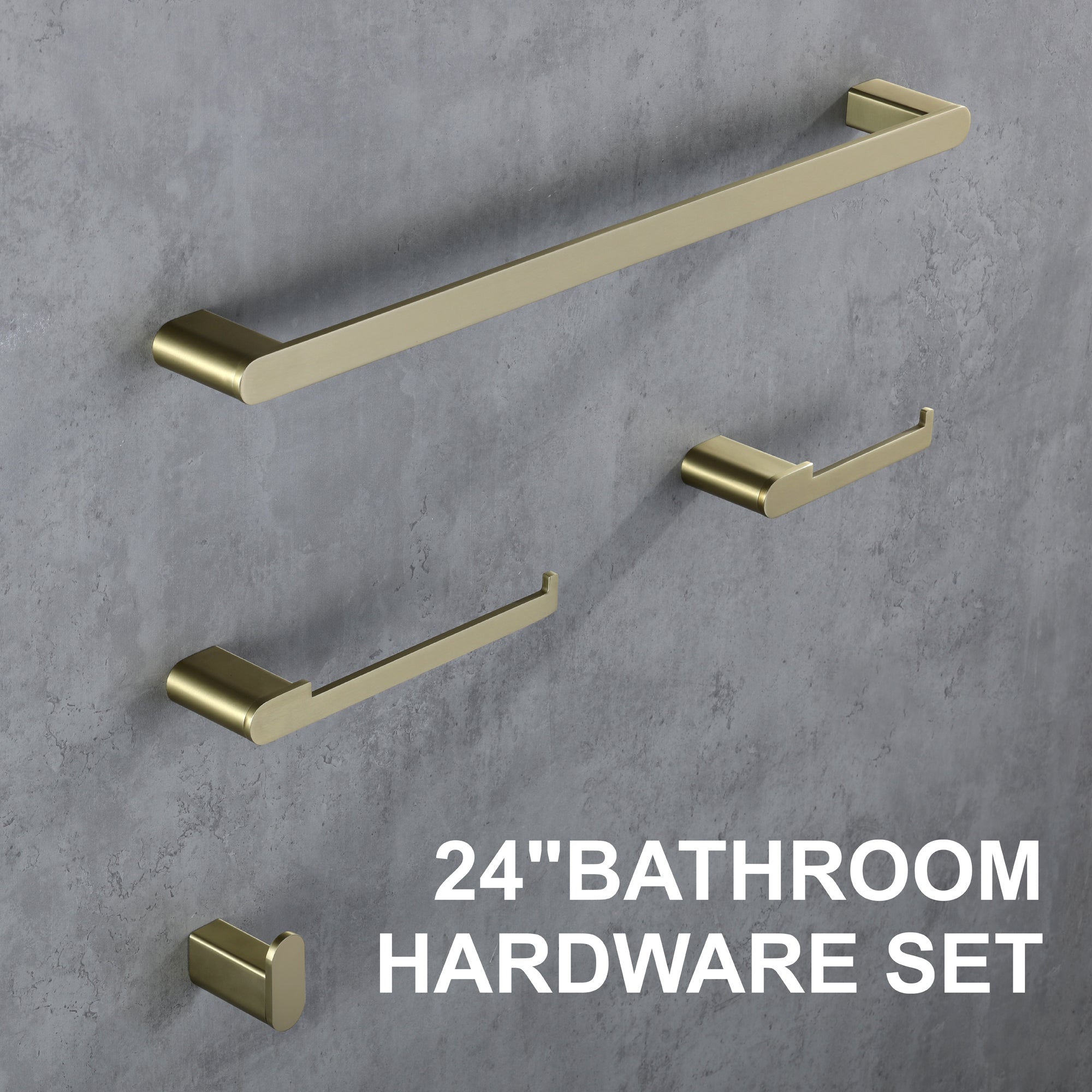 4-Piece Bathroom Accessory Kit, SUS304 Stainless Steel Towel Bar, Toilet Paper Holder, Towel Hook, Wall-Mounted Bath Hardware Set