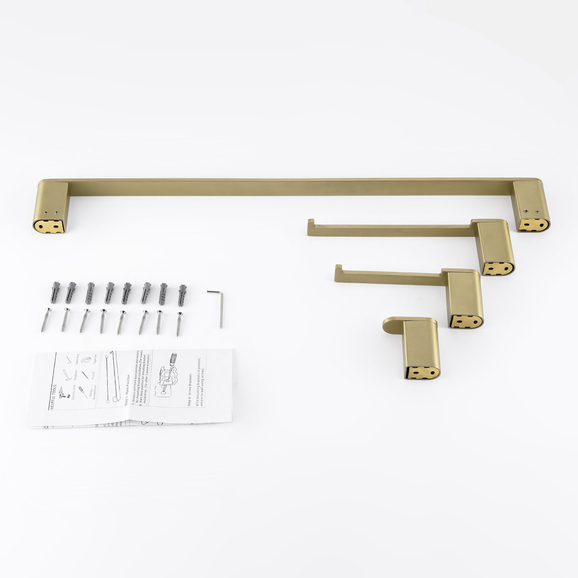 4-Piece Bathroom Accessory Kit, SUS304 Stainless Steel Towel Bar, Toilet Paper Holder, Towel Hook, Wall-Mounted Bath Hardware Set