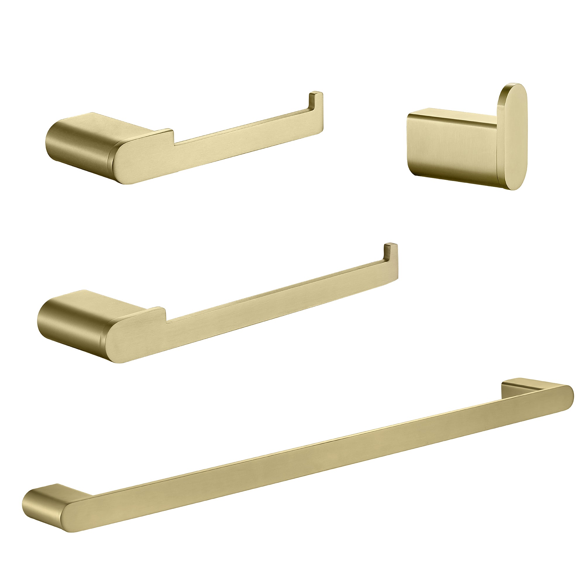 4-Piece Bathroom Accessory Kit, SUS304 Stainless Steel Towel Bar, Toilet Paper Holder, Towel Hook, Wall-Mounted Bath Hardware Set
