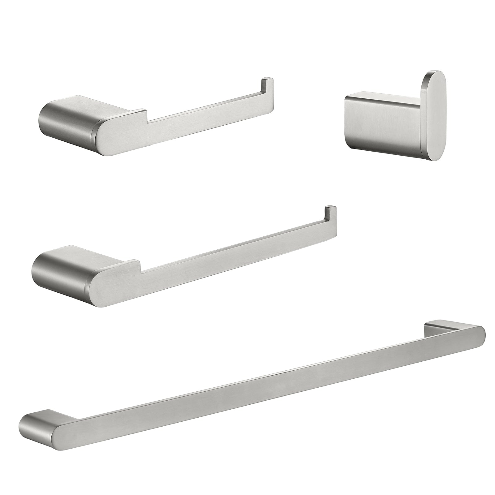 4-Piece Bathroom Accessory Kit, SUS304 Stainless Steel Towel Bar, Toilet Paper Holder, Towel Hook, Wall-Mounted Bath Hardware Set