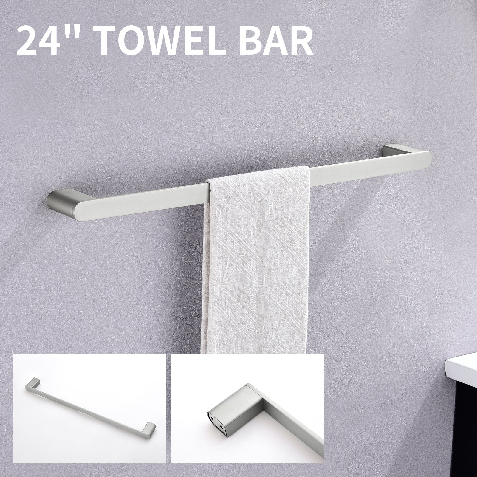 4-Piece Bathroom Accessory Kit, SUS304 Stainless Steel Towel Bar, Toilet Paper Holder, Towel Hook, Wall-Mounted Bath Hardware Set