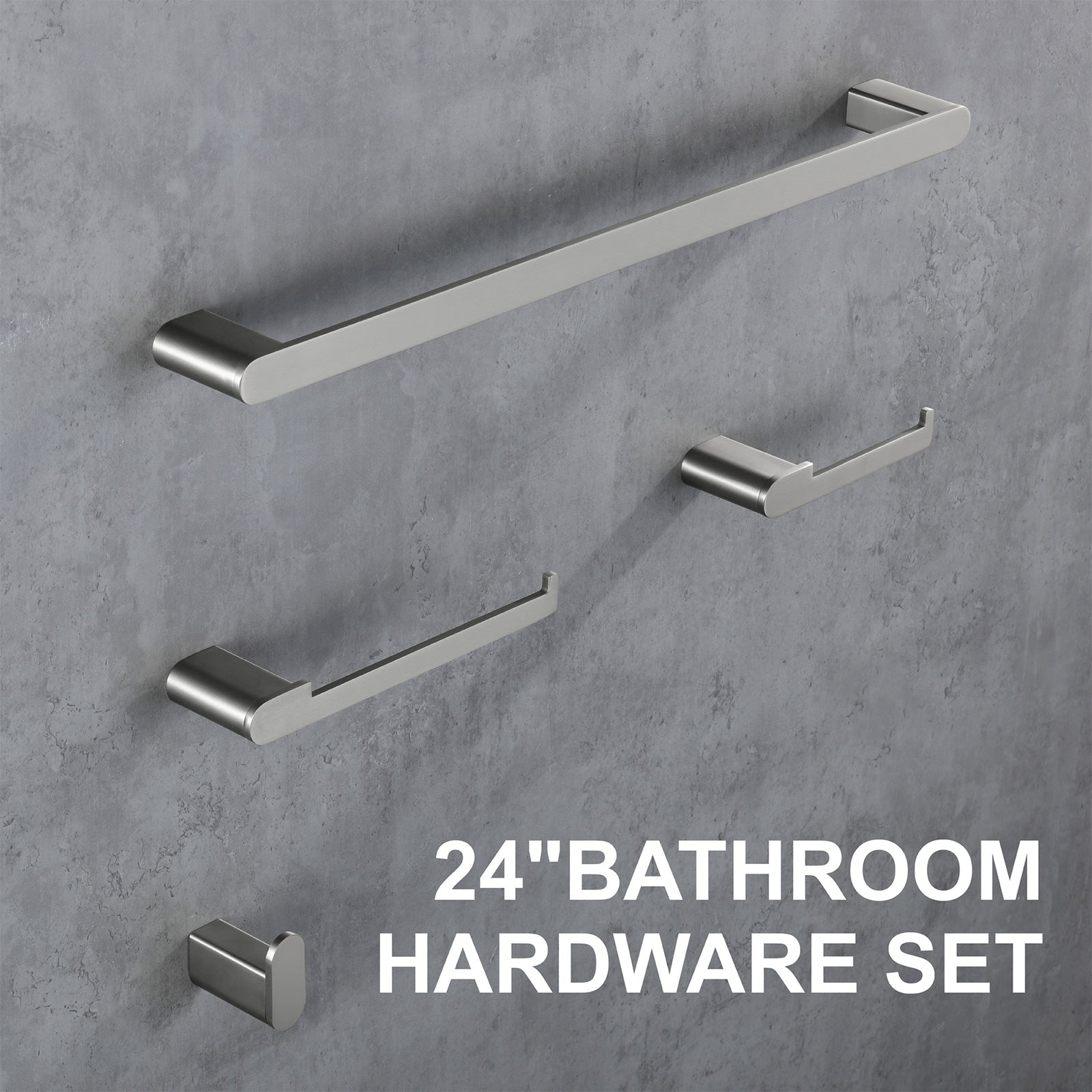 4-Piece Bathroom Accessory Kit, SUS304 Stainless Steel Towel Bar, Toilet Paper Holder, Towel Hook, Wall-Mounted Bath Hardware Set