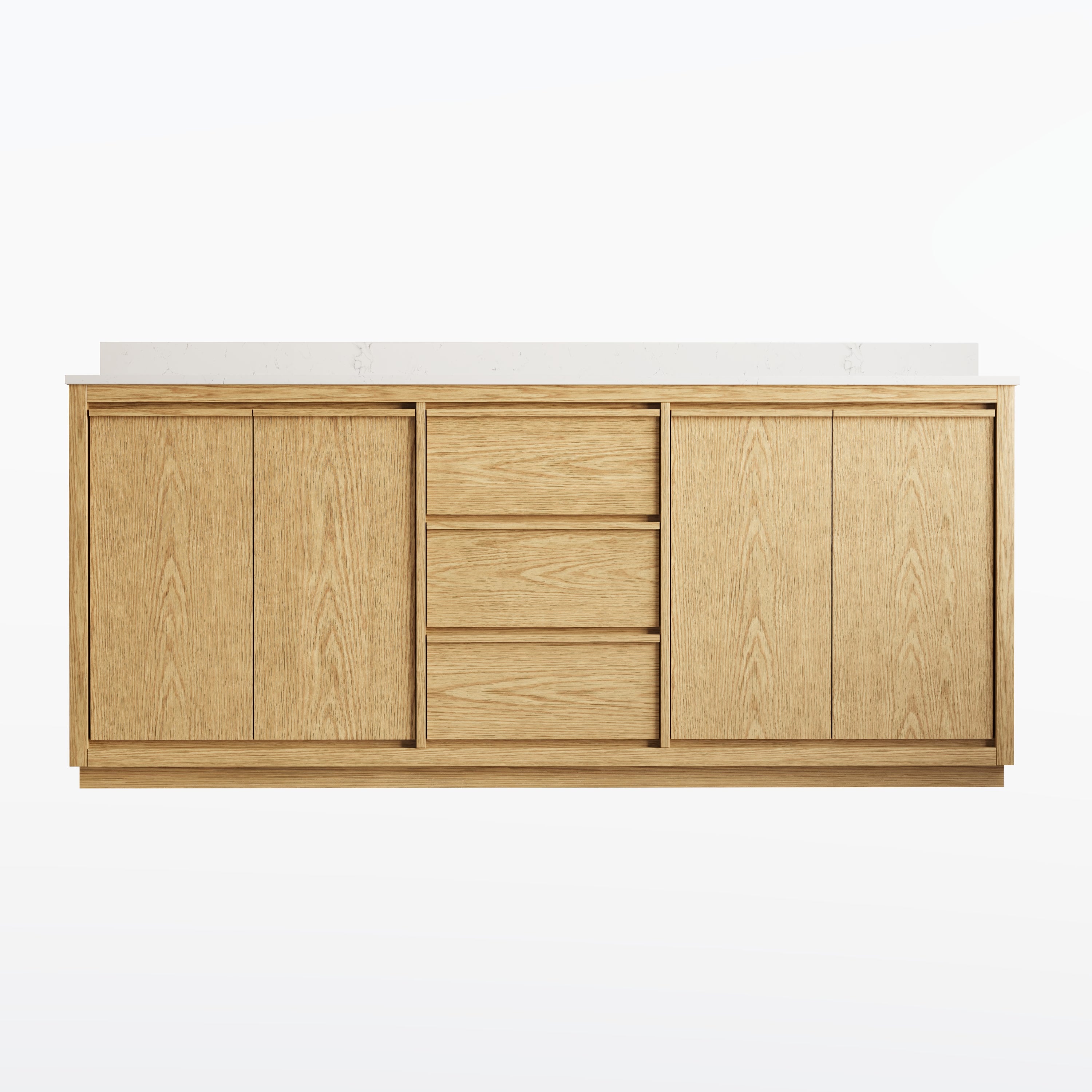 80 Inch Oak Soild Wood Bathroom Vanity with Double Undermount Sinks, 3 Dovetail-constructed Drawers and 4 Soft-close Doors