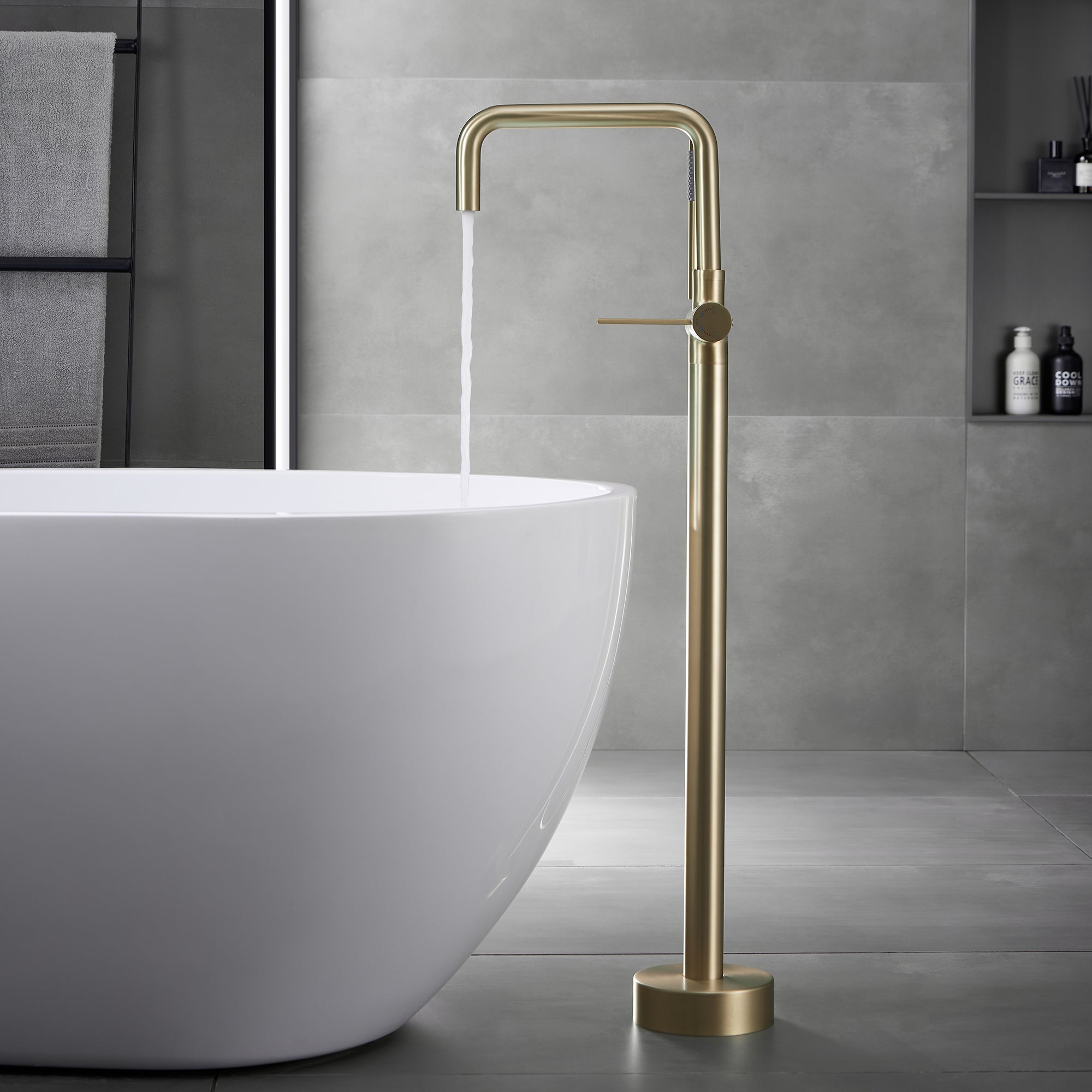 Floor Mounted Freestanding Clawfoot Tub Faucet With Handshower
