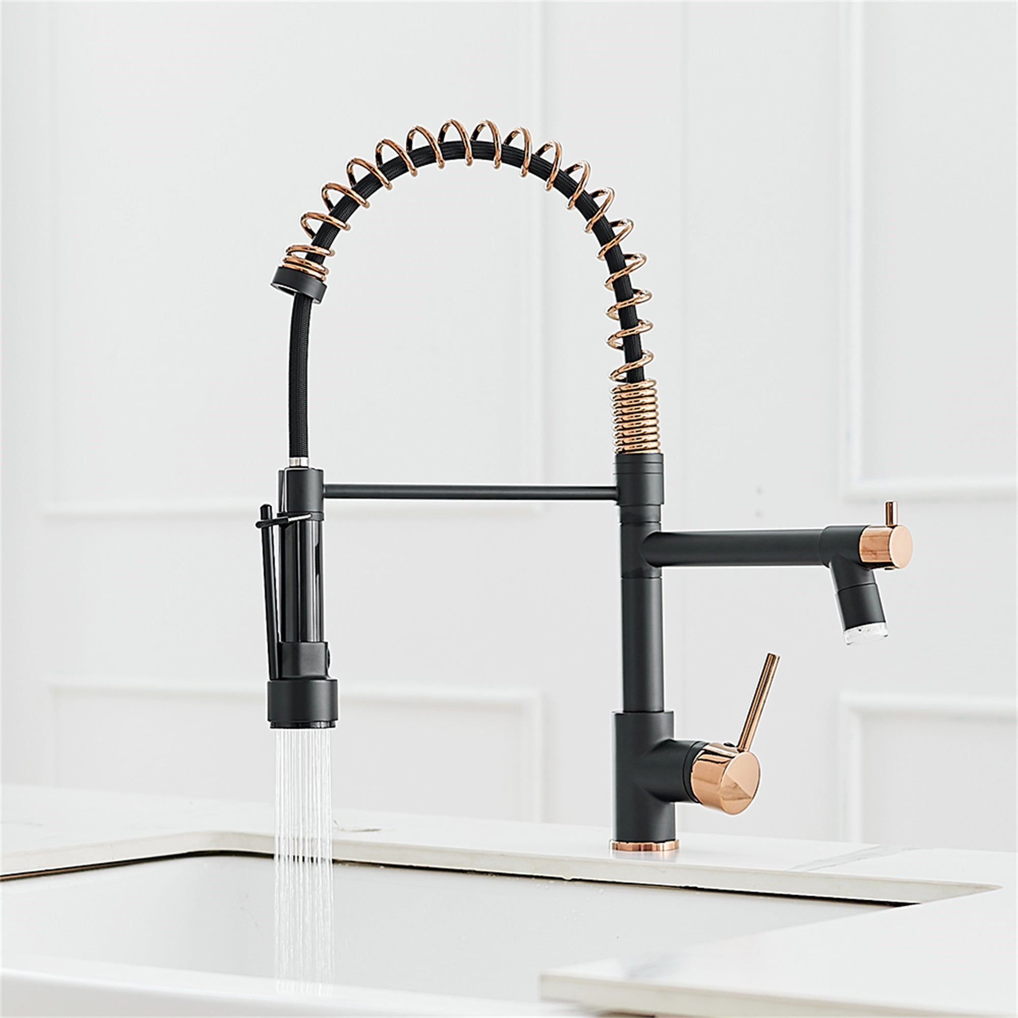 Single-Handle LED Gooseneck Pull-Down Sprayer Kitchen Faucet