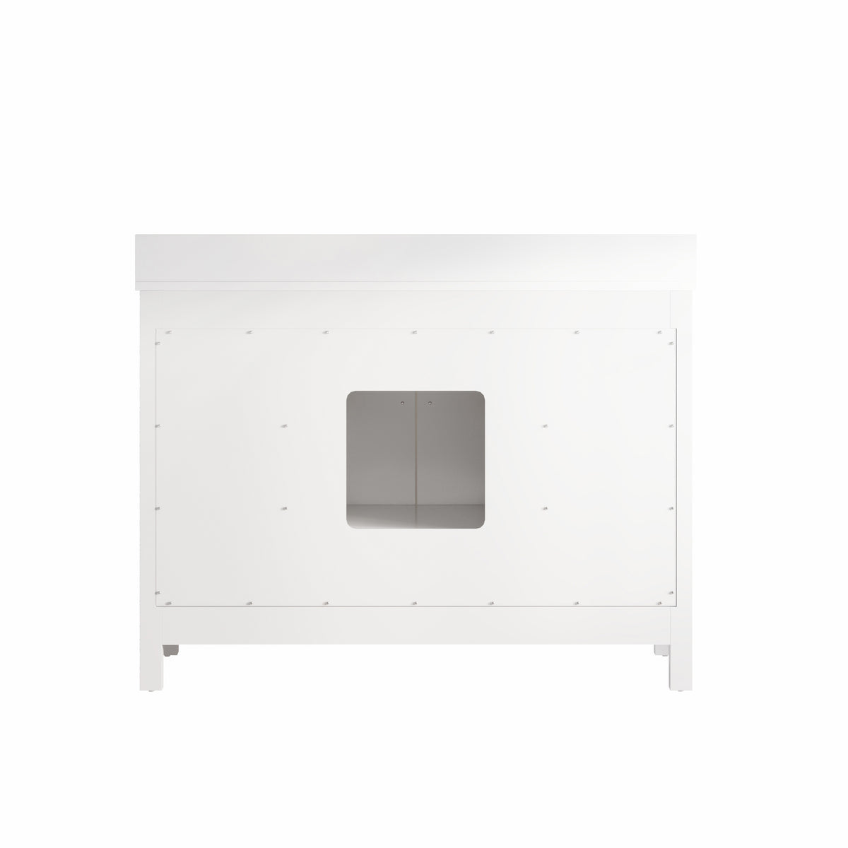 48 Inch Freestanding Solid Wood Bathroom Vanity with Fluted Molding, Pure White Quartz Countertop, White