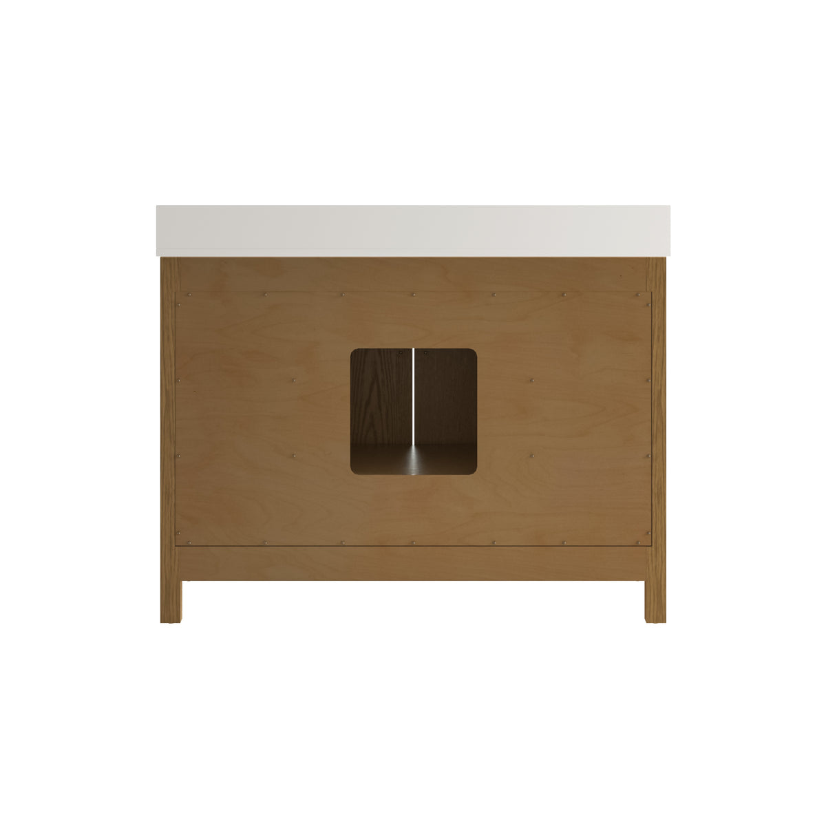 48 Inch Freestanding Solid Wood Bathroom Vanity with Fluted Molding, Pure White Quartz Countertop, Walnut