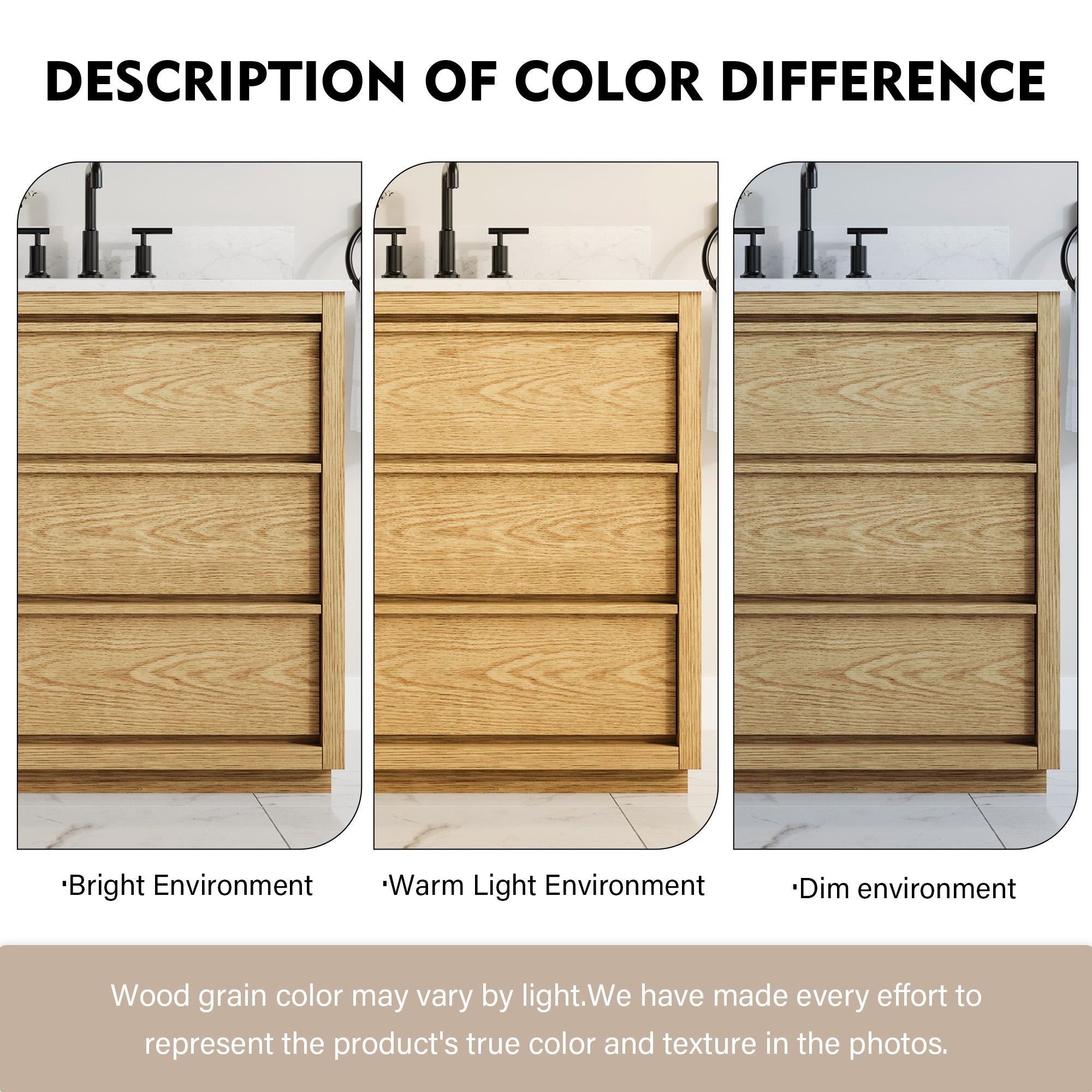 60 Inch Oak Soild Wood Bathroom Vanity with Double Undermount Sinks, 6 Dovetail-constructed Drawers
