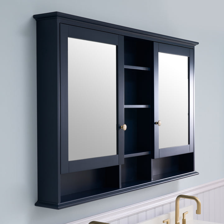 55 in. W x 35 in. H Rectangular Wood Frame Surface Mount Soft Close Medicine Cabinet with Mirror