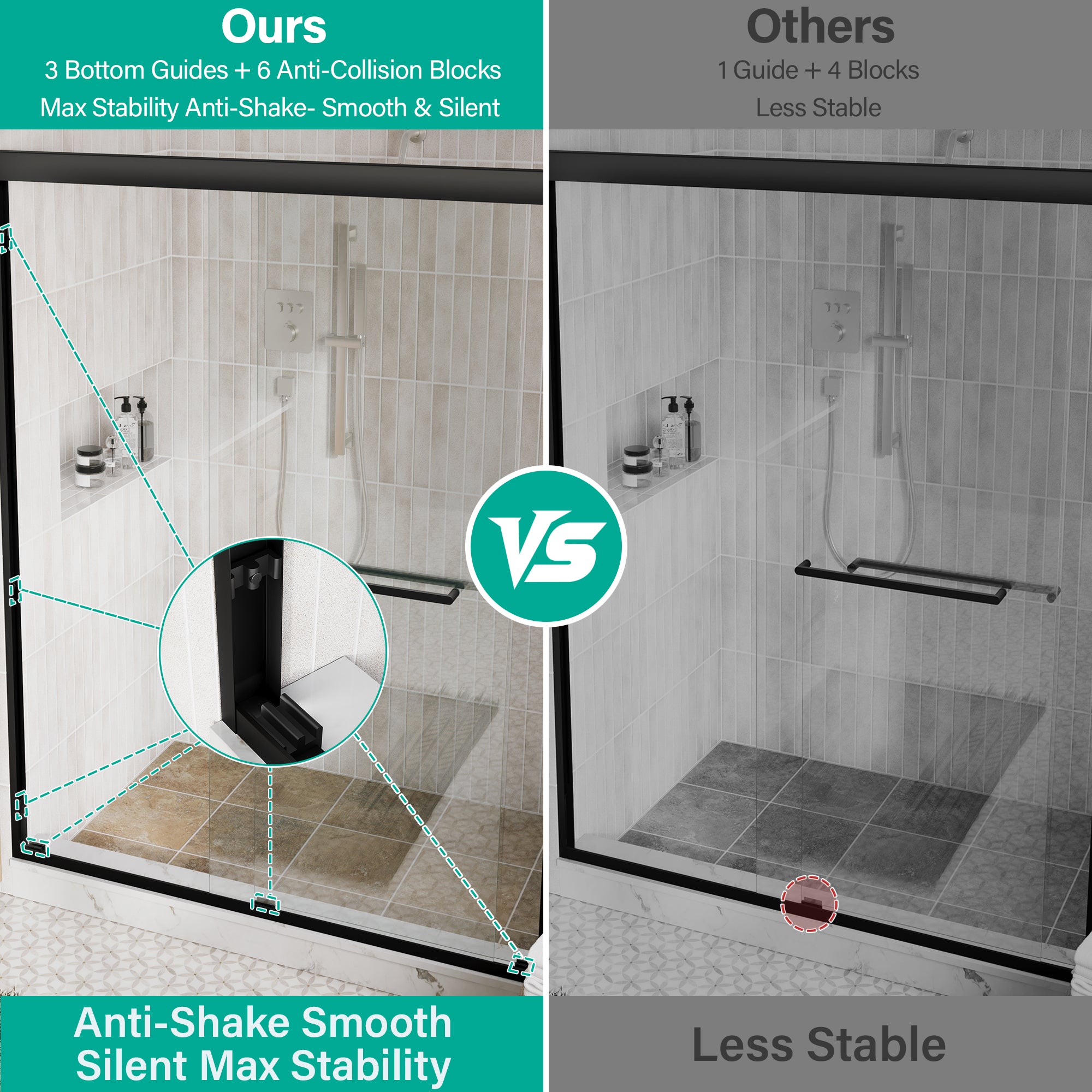56–60 in. W x 72 in. H Framed Double Sliding Shower Door with 6mm Tempered Safety Glass
