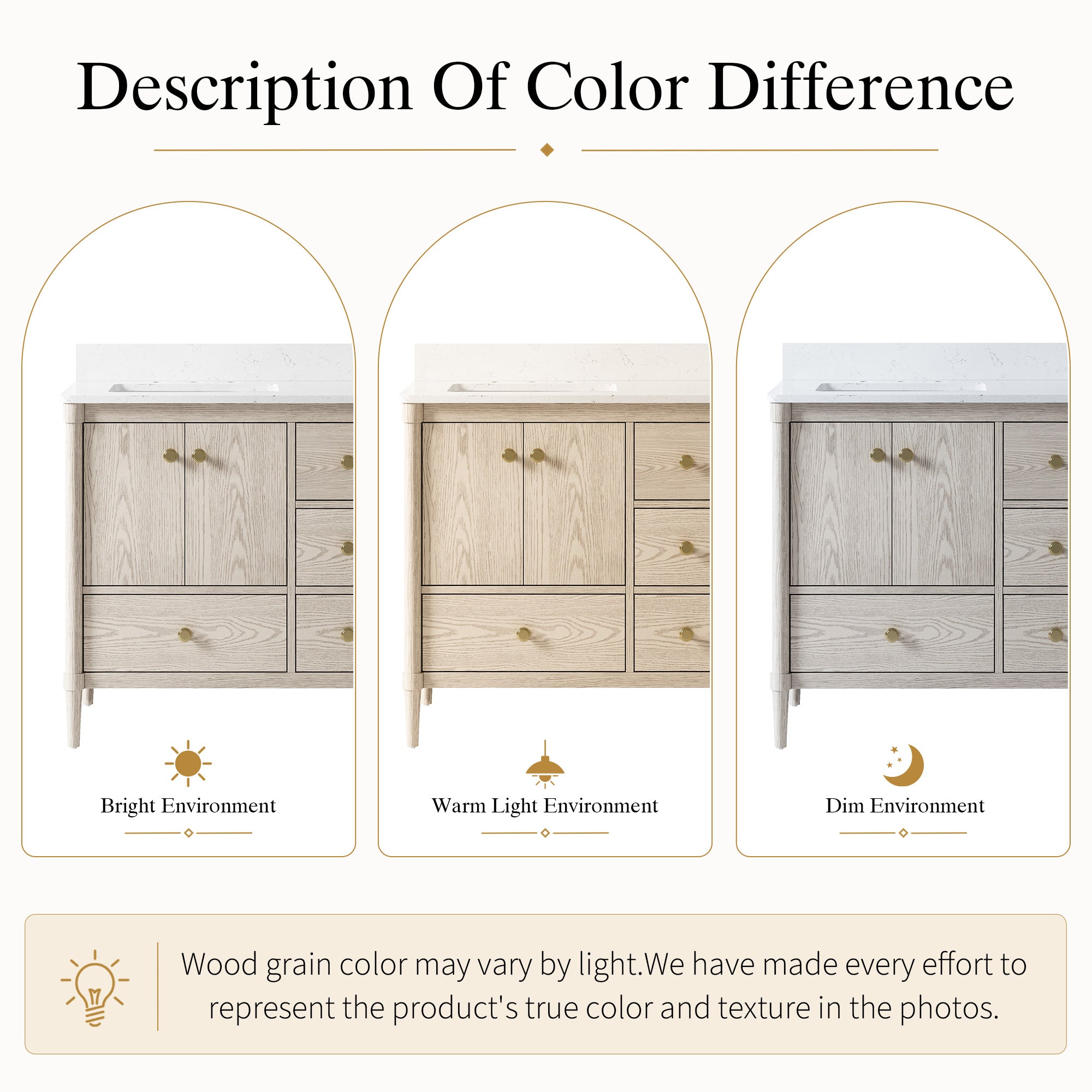 36-Inch Freestanding Oak Bathroom Vanity with Single Carrara White Quartz Top Sink