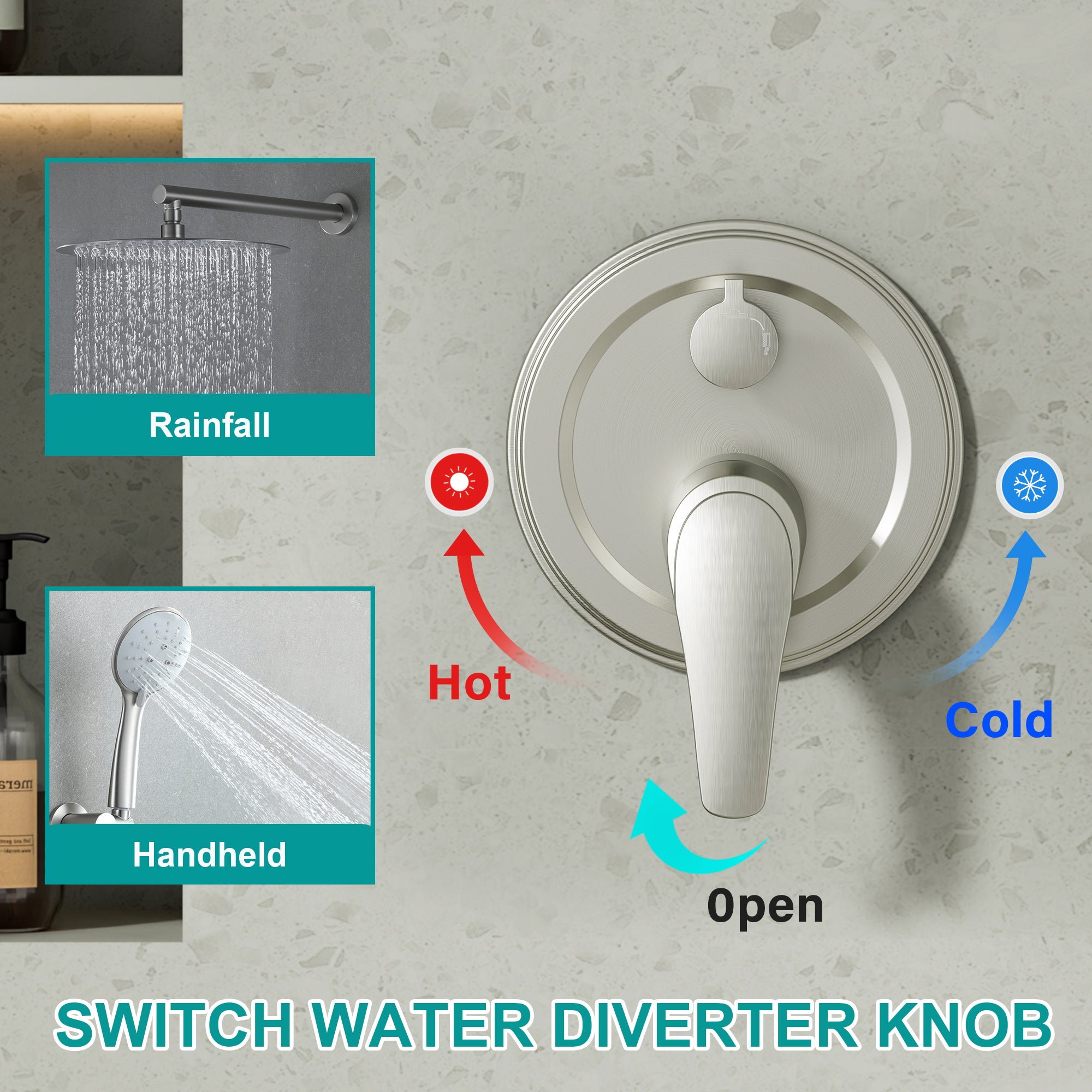 9inch/ 10inch/ 12inch 2-Spray Patterns with 1.8 GPM Wall Mount Dual Shower Heads with Hand Shower