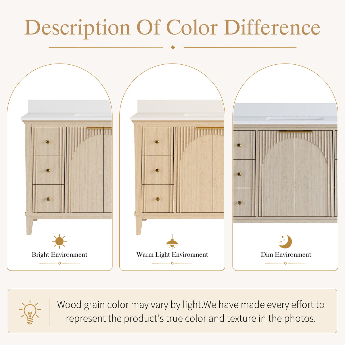 48 Inch Modern Light Oak Solid Wood Bathroom Vanity with White Quartz Countertop & Soft-Close Drawers