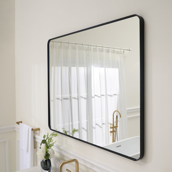 48-in W x 36-in H Black Rectangular Framed Bathroom Vanity Mirror