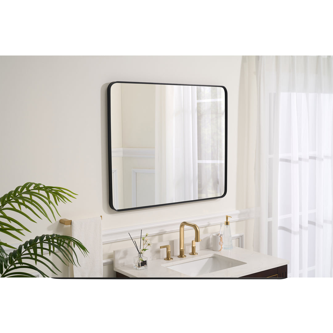 30-in W x 36-in H Black Rectangular Framed Bathroom Vanity Mirror