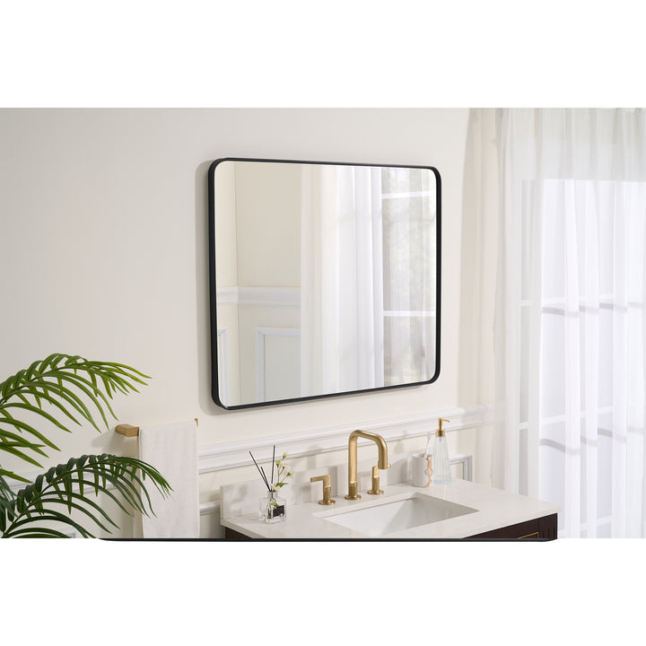 30-in W x 36-in H Black Rectangular Framed Bathroom Vanity Mirror