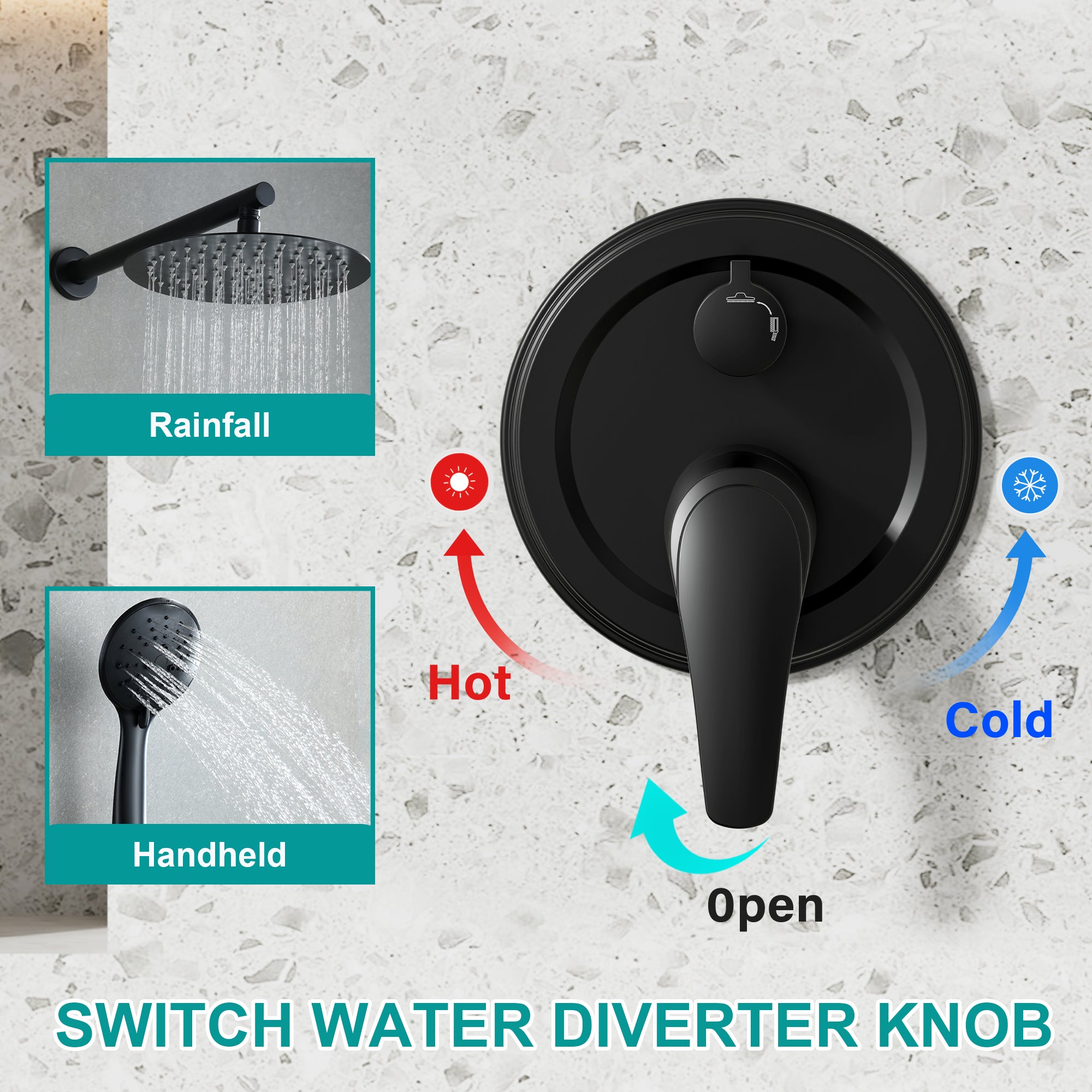 9inch/ 10inch/ 12inch 2-Spray Patterns with 1.8 GPM Wall Mount Dual Shower Heads with Hand Shower