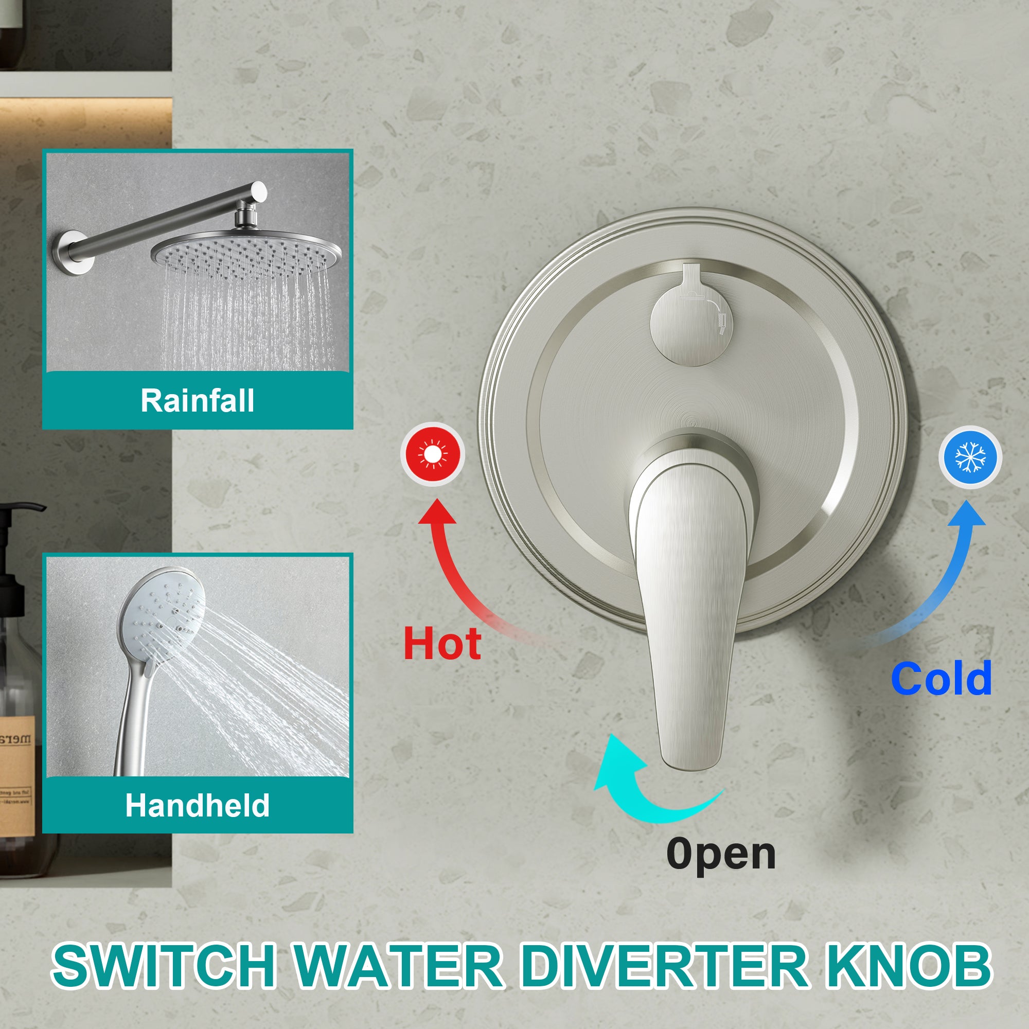 9inch/ 10inch/ 12inch 2-Spray Patterns with 1.8 GPM Wall Mount Dual Shower Heads with Hand Shower