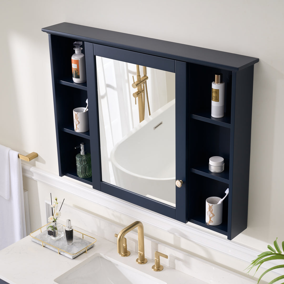 42 in. W x 30 in. H Rectangular Wood Frame Surface Mount Soft Close Medicine Cabinet with Mirror