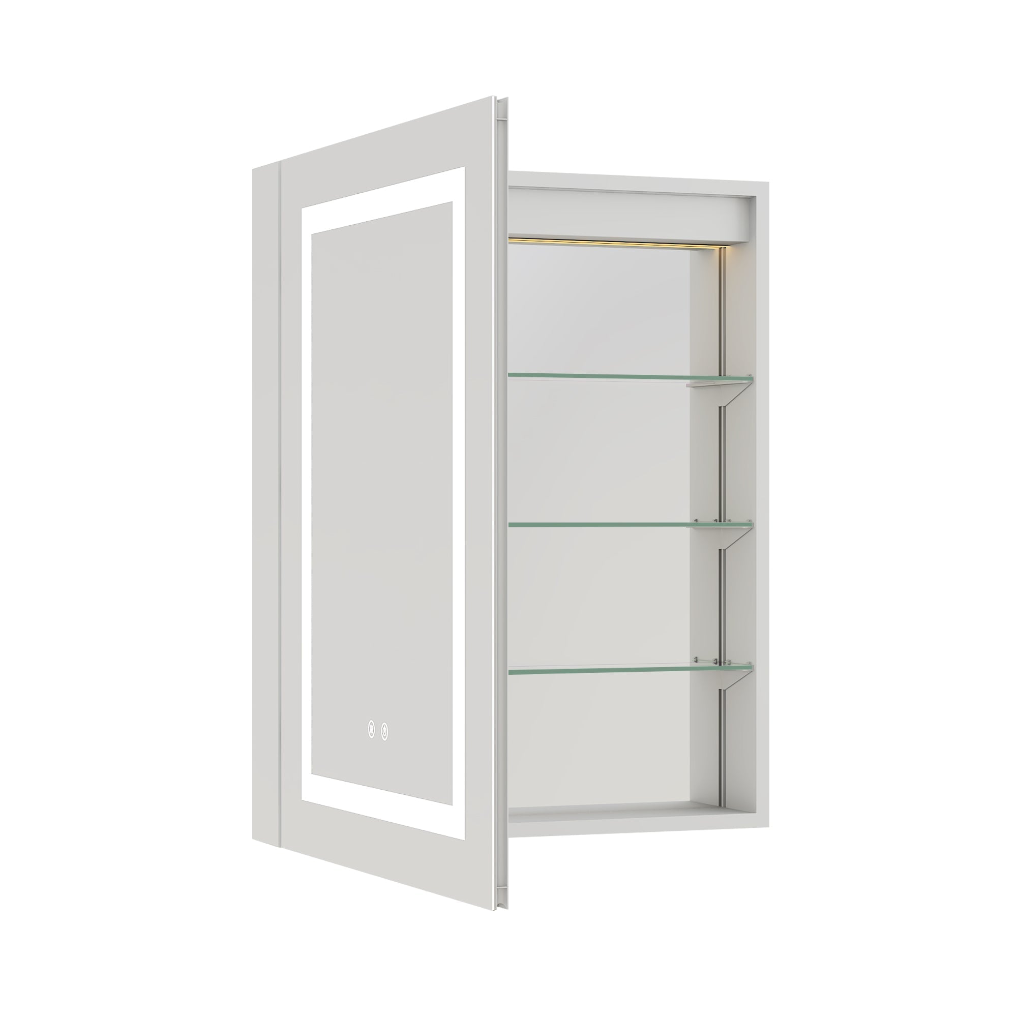 24 in. x 30 in. LED Lighted Surface/Recessed Mount Silver Mirrored Medicine Cabinet with Outlet left Side