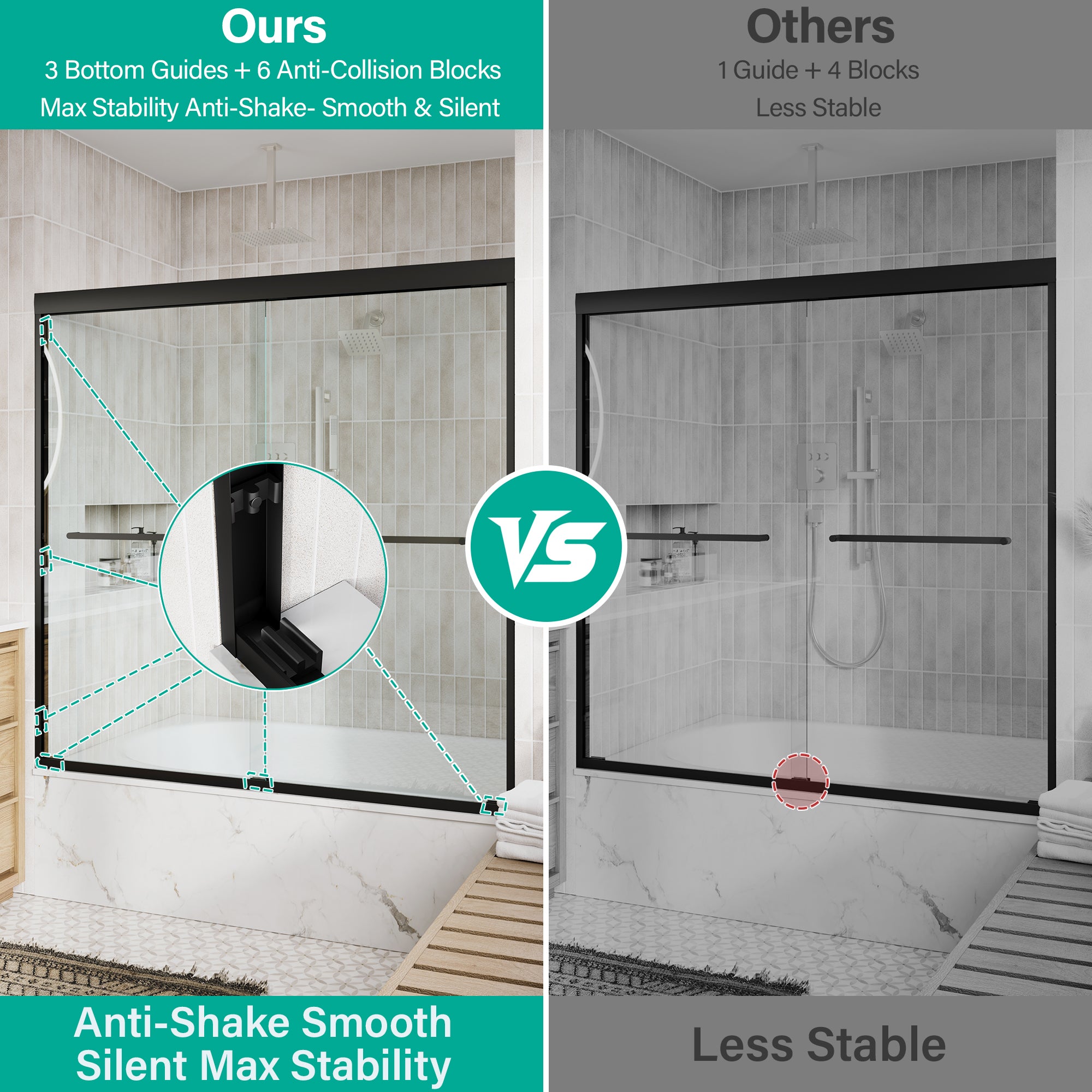 56–60 in. W x 60 in. H Framed Double Sliding Shower Door with 6mm Tempered Safety Glass