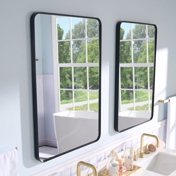 24-in W x 36-in H Black Rectangular Framed Bathroom Vanity Mirror