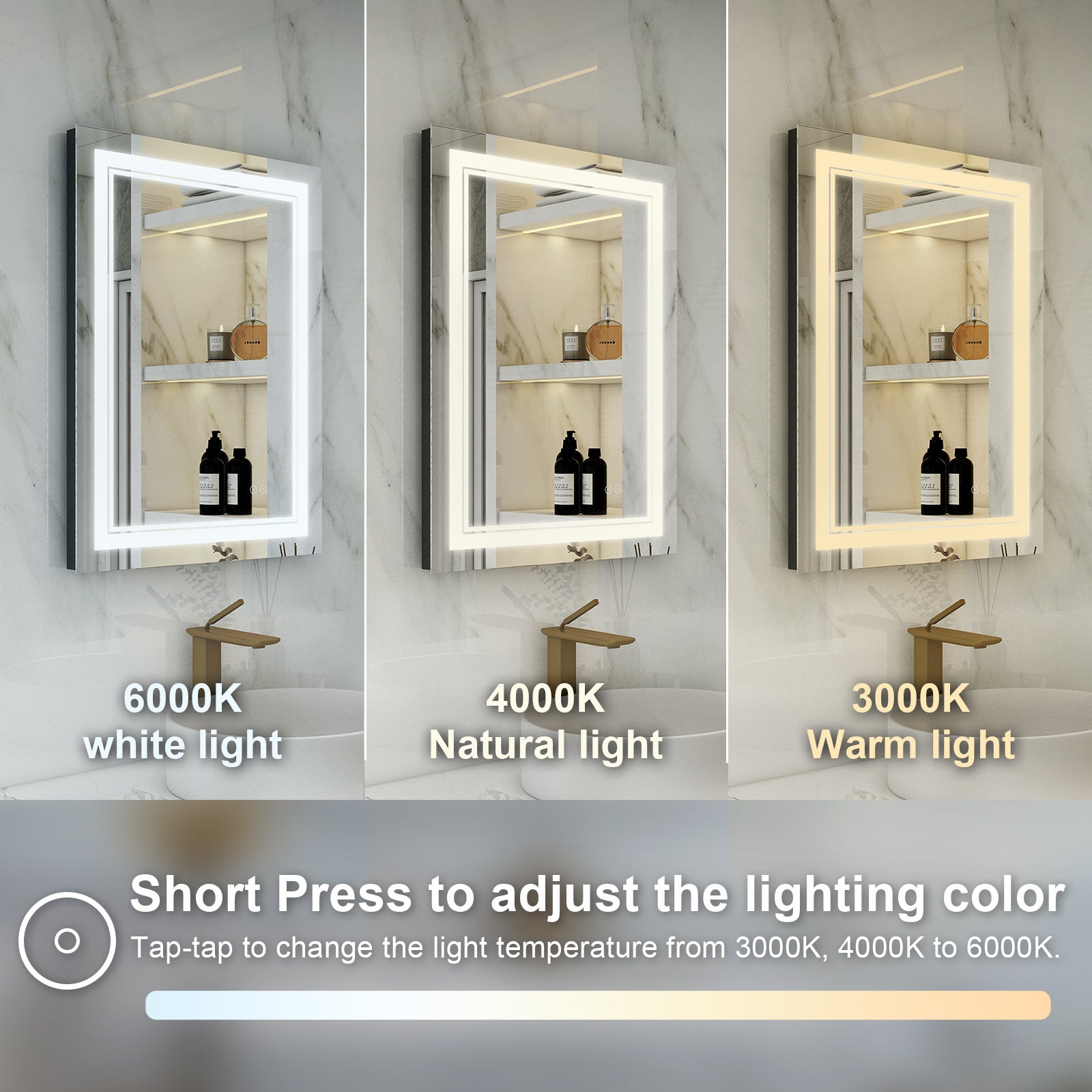 Anti-Fog LED Light Dimmable Bathroom Vanity Mirror