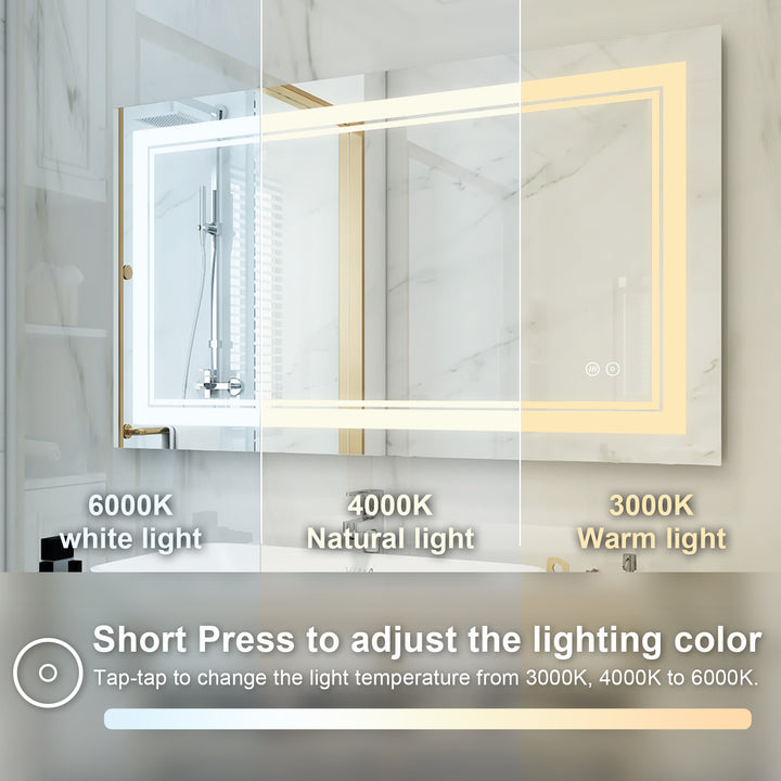 40 in. W x 24 in. H Rectangular Frameless Anti-Fog LED Light Dimmable Bathroom Vanity Mirror in Aluminum