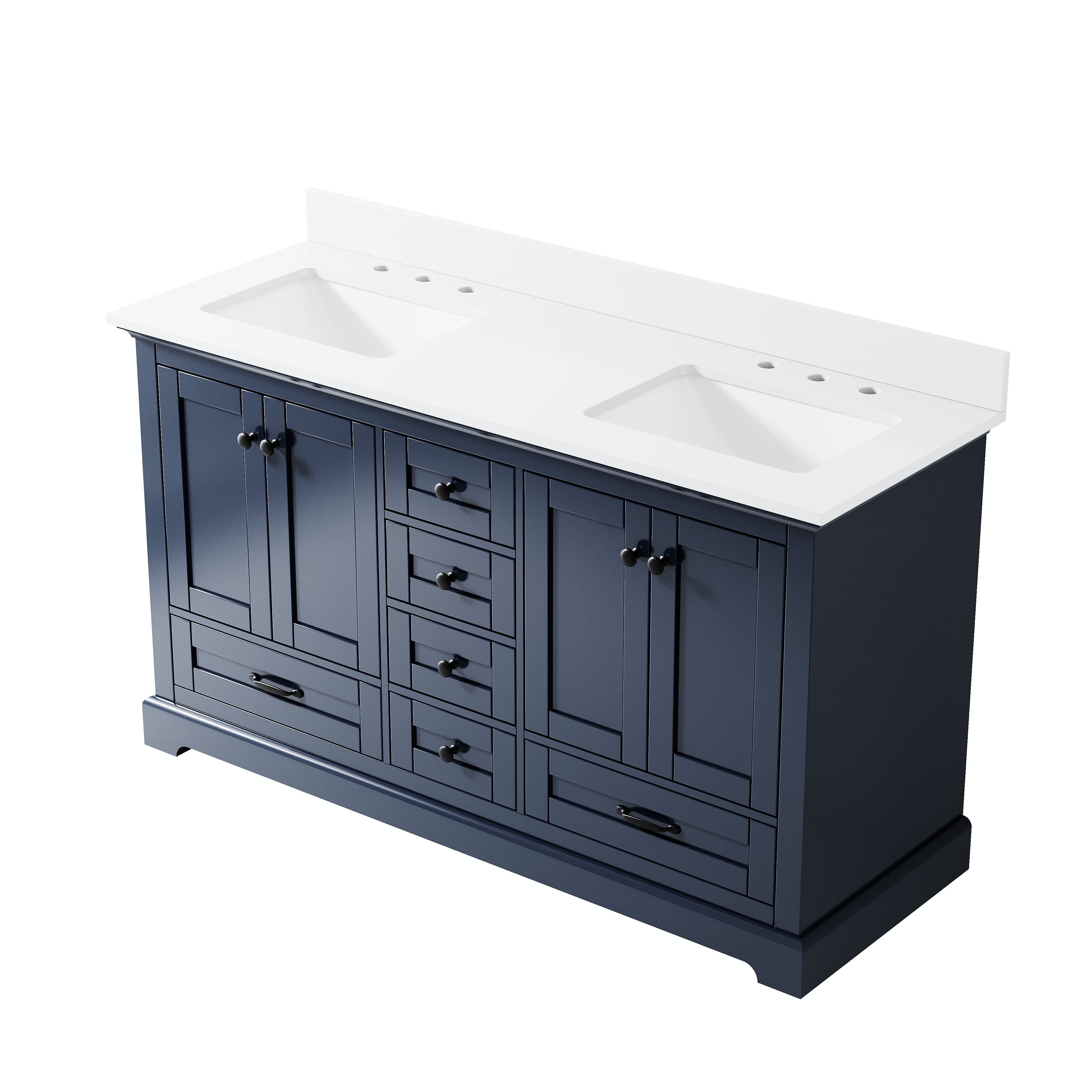 60 Inch Solid Wood Navy Blue Bathroom Vanity with cUPC Undermount Basin with 4 Doors and 6 Drawers