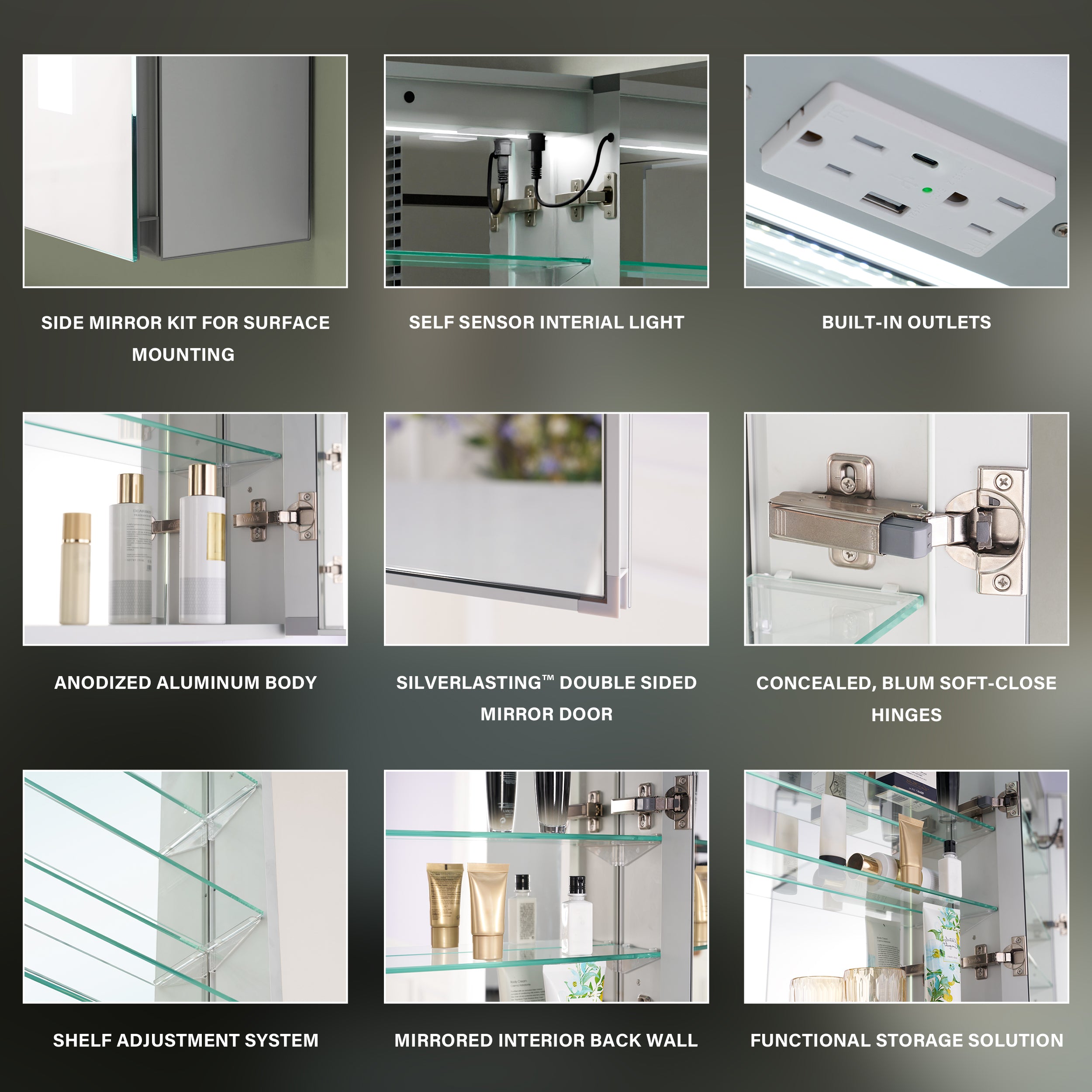 30 in. x 30 in. LED Lighted Surface/Recessed Mount Mirror Medicine Cabinet with Outlet