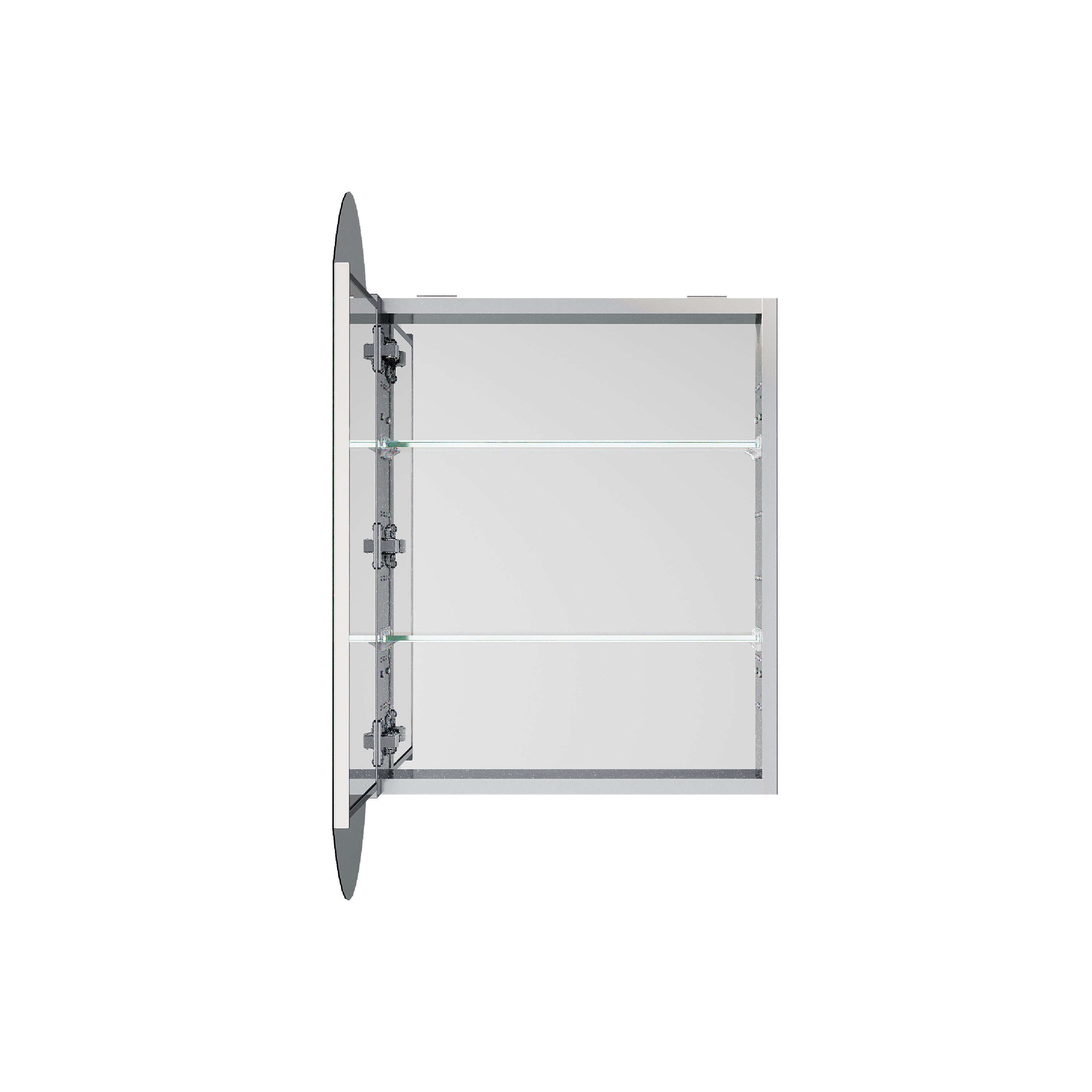 20 in. ×32 in. Copper-Free Tri-Views Bathroom Medicine Cabinet with Beveled Edge Mirrored Door, Recessed/Surface Mount