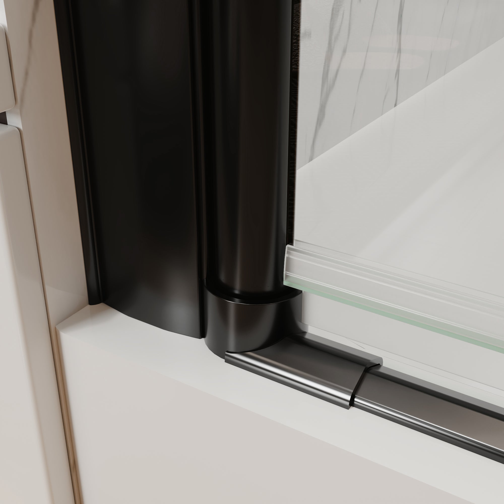 34-36 in. W x 72 in. H Semi-Frameless Pivot Shower Door with 1/4 in SGCC Tempered Glass, Reversible Installation, Matte Black