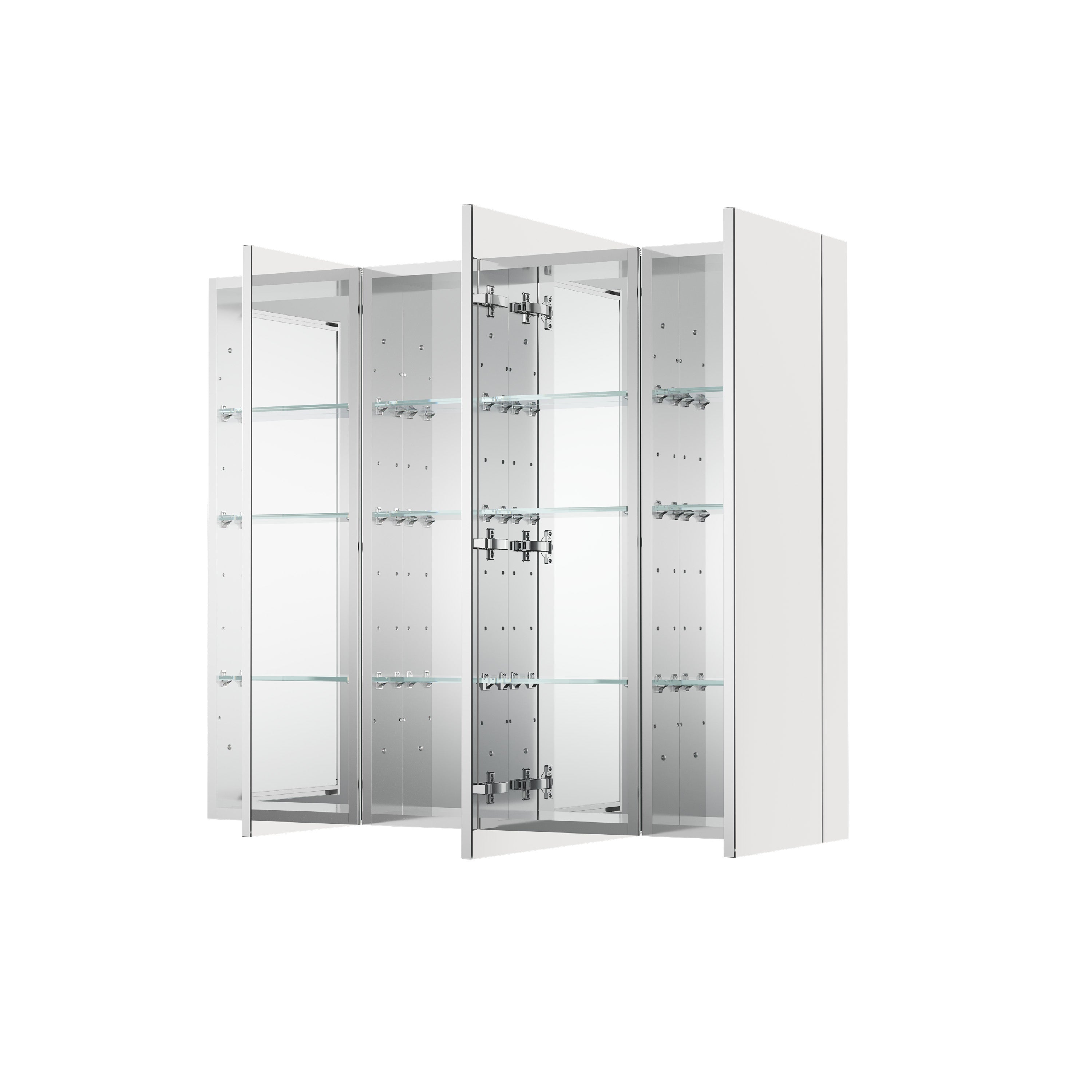 44 in. ×36 in. Copper-Free Tri-Views Mirror Medicine Cabinet with Adjustable Shelves and 3 Doors