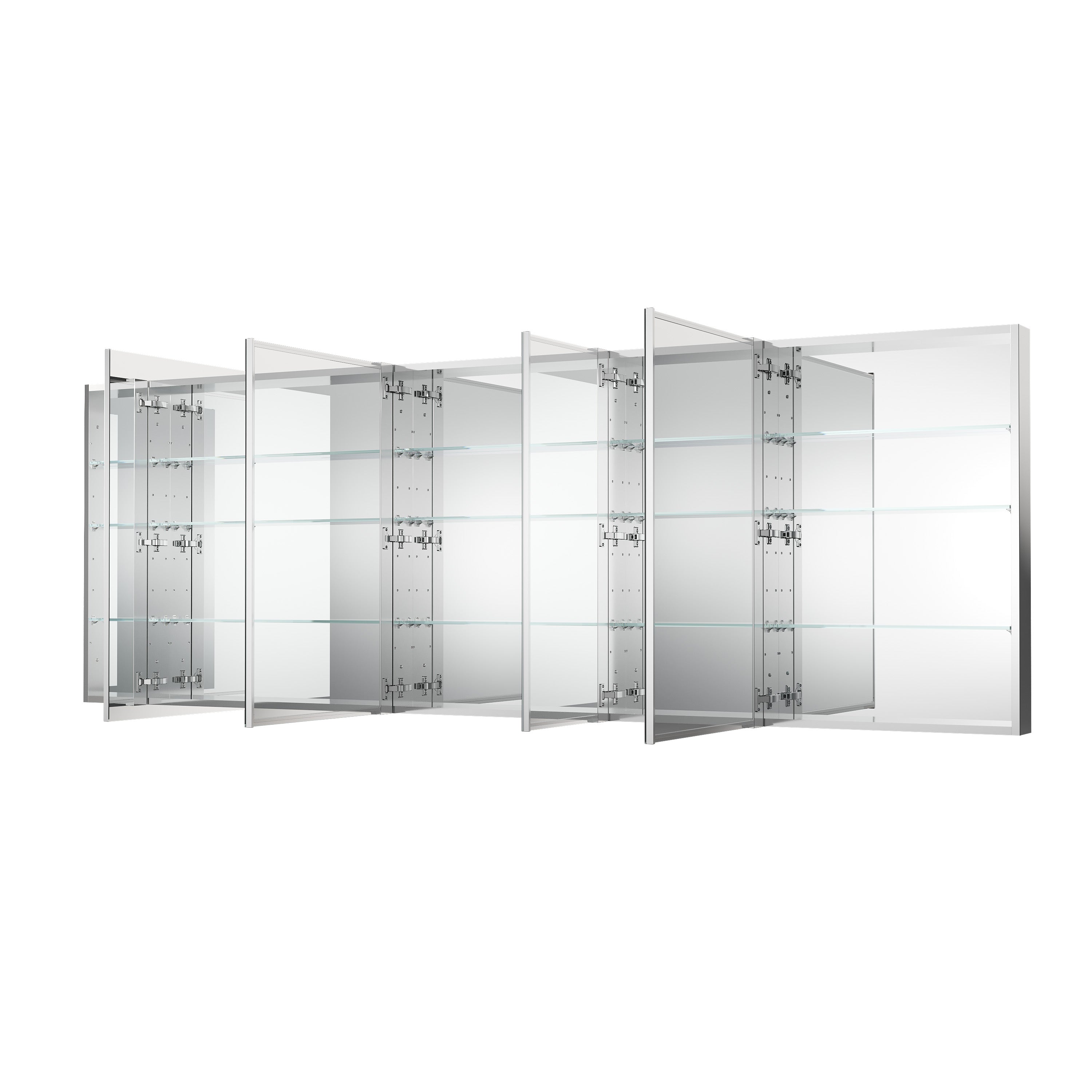 104 in. ×36 in. Copper-Free Tri-Views Mirror Medicine Cabinet with Adjustable Shelves and 5 Swing Doors