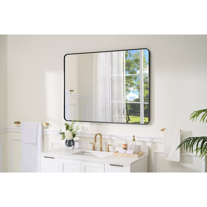 48-in W x 36-in H Black Rectangular Framed Bathroom Vanity Mirror