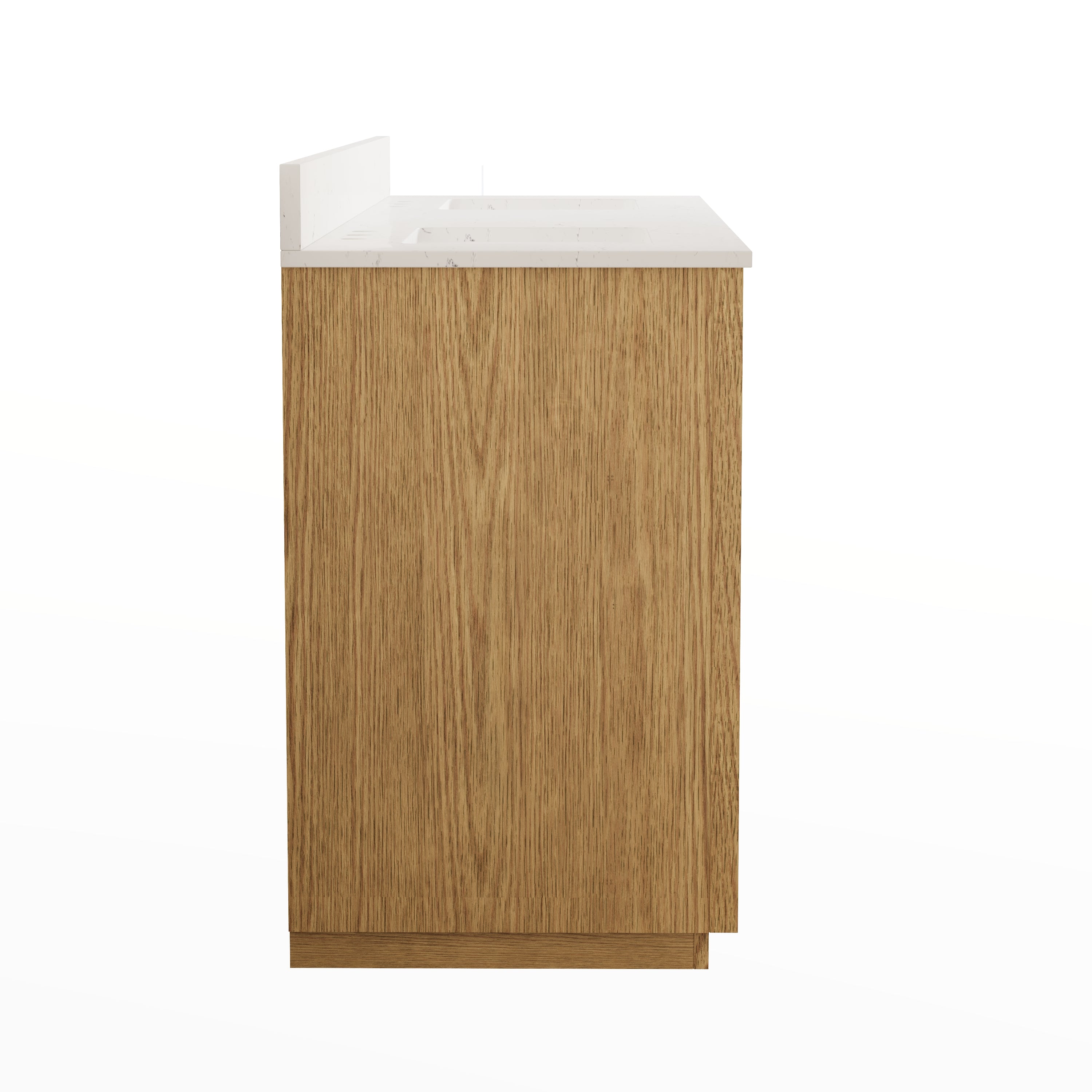 72 Inch Oak Soild Wood Bathroom Vanity with Double Undermount Sinks, 3 Dovetail-constructed Drawers and 4 Soft-close Doors