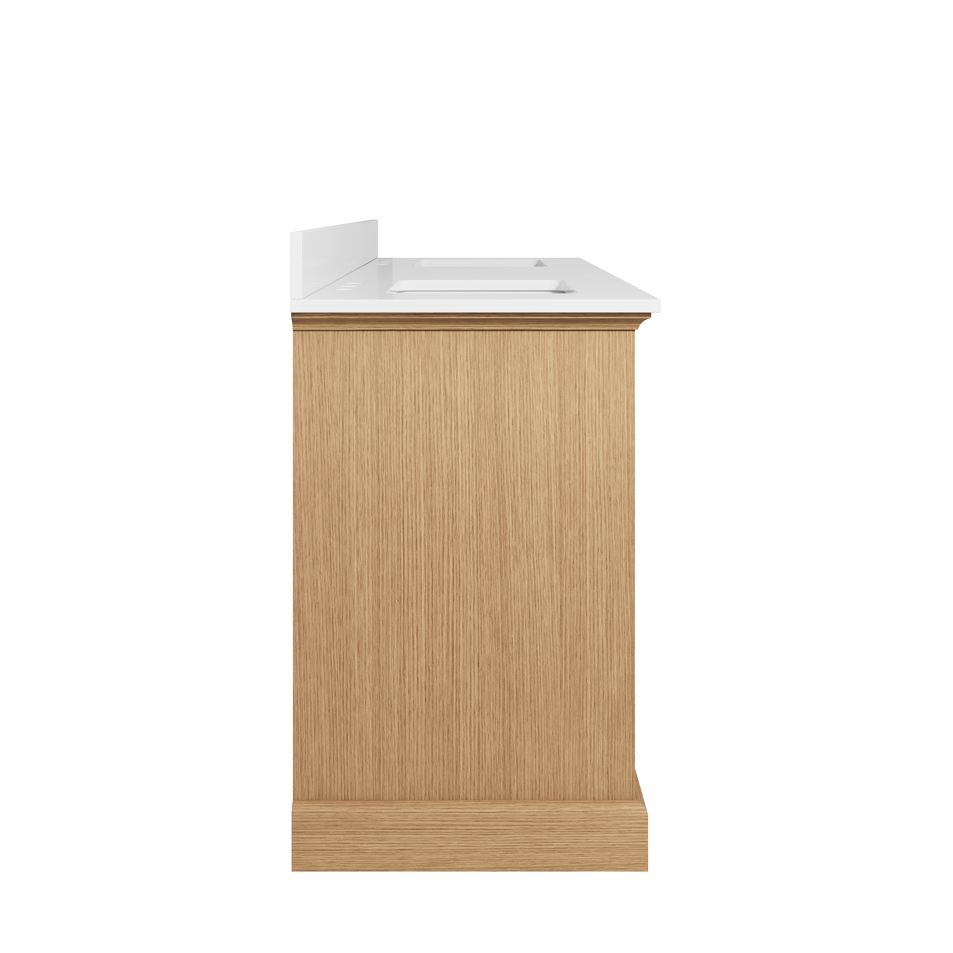 72" Double Sinks OAK Bathroom Vanity with Solid Wood Frame, Soft Close 6 Drawers, Pure White Cultured Marble Countertop