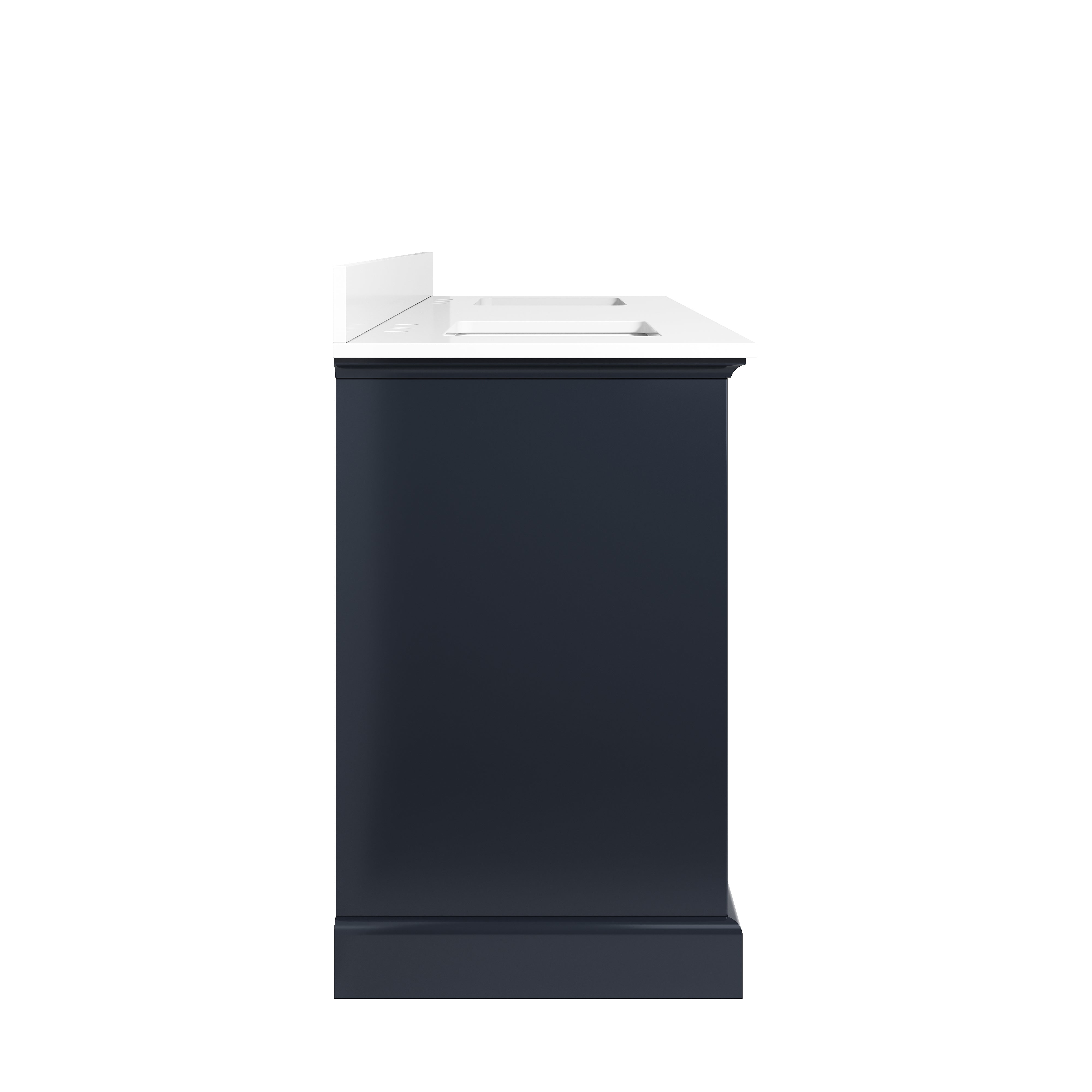 72" Double Sinks Navy Blue Bathroom Vanity with Solid Wood Frame, Soft Close 6 Drawers, Pure White Cultured Marble Countertop