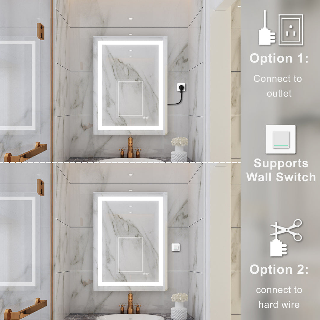 24 in. W x 32 in. H Rectangular Frameless Anti-Fog LED Light Bathroom Vanity Mirror in Aluminum