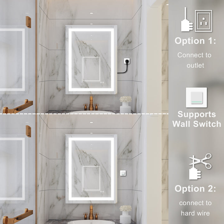 24 in. W x 32 in. H Rectangular Frameless Anti-Fog LED Light Bathroom Vanity Mirror in Aluminum