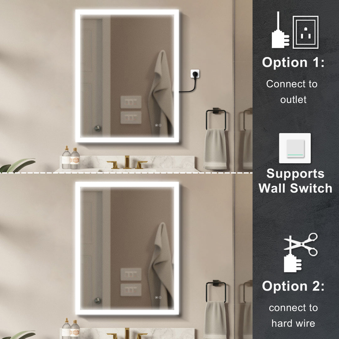 28 in. W x 36 in. H LED Lit Mirror Rectangular Fog Free Frameless Bathroom Vanity Mirror