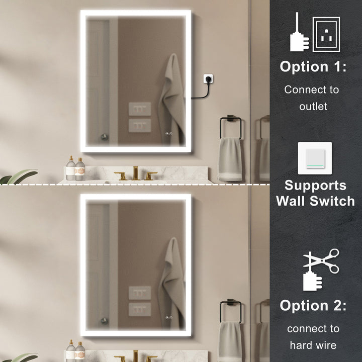 28 in. W x 36 in. H LED Lit Mirror Rectangular Fog Free Frameless Bathroom Vanity Mirror